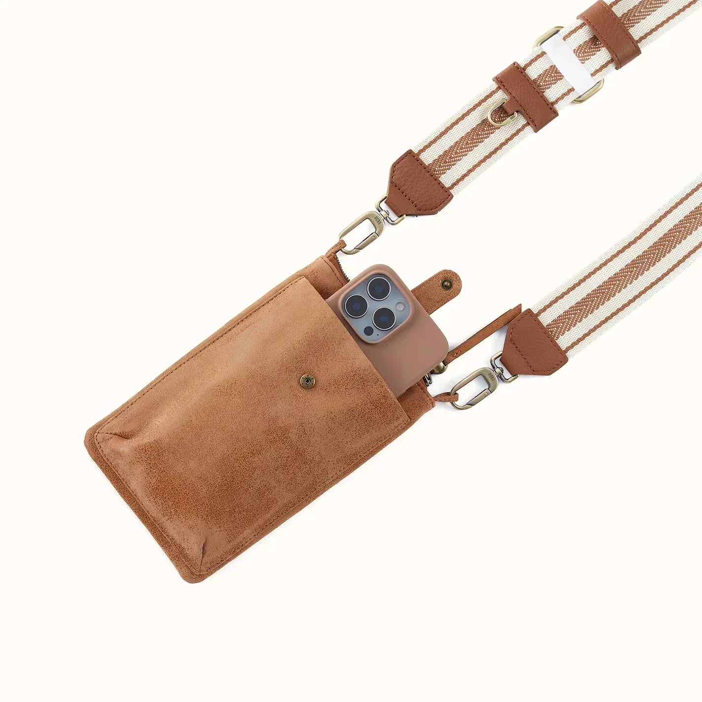 Cass Phone Crossbody In Buffed Leather – Whiskey