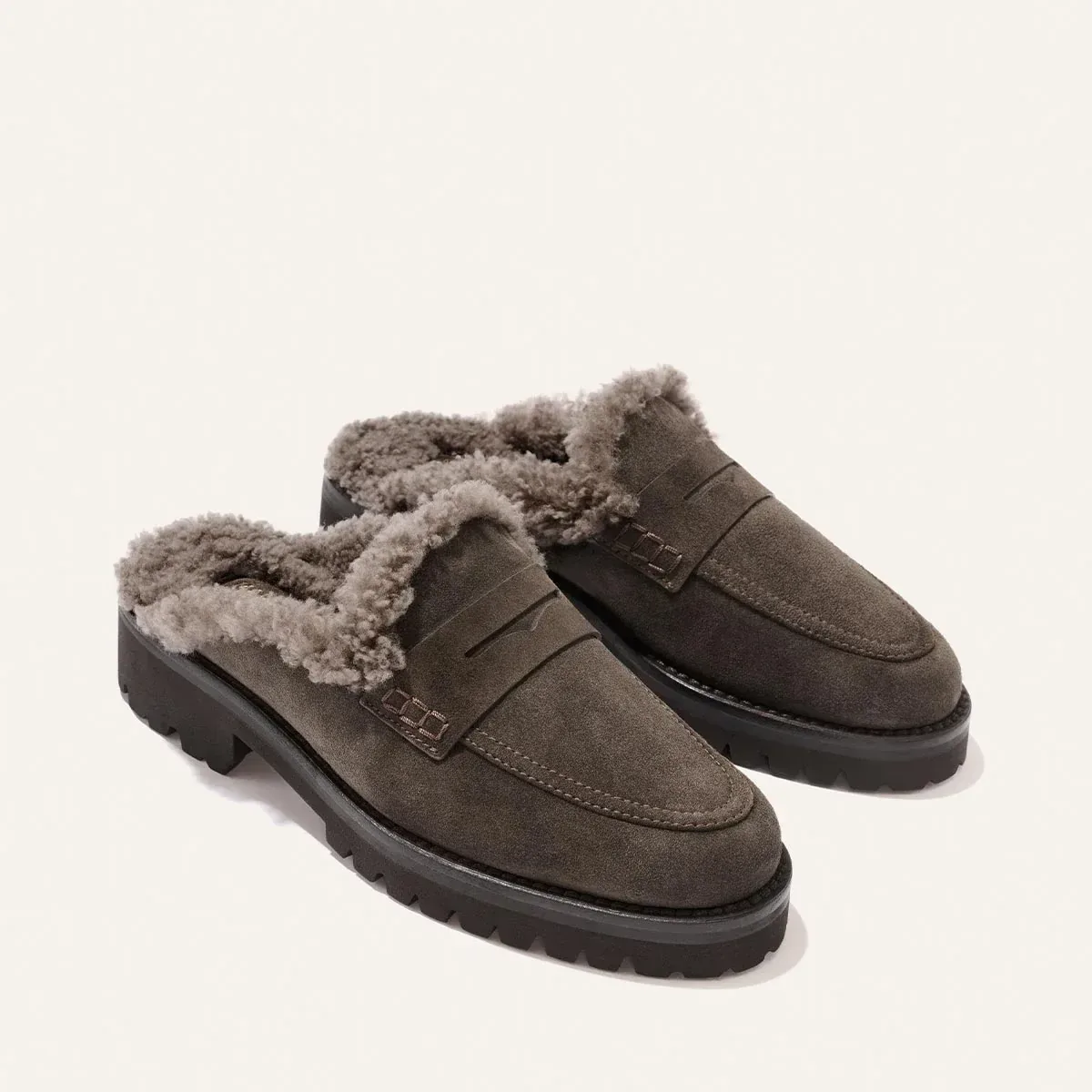 The Marlowe Mule – English Brown Suede and Shearling