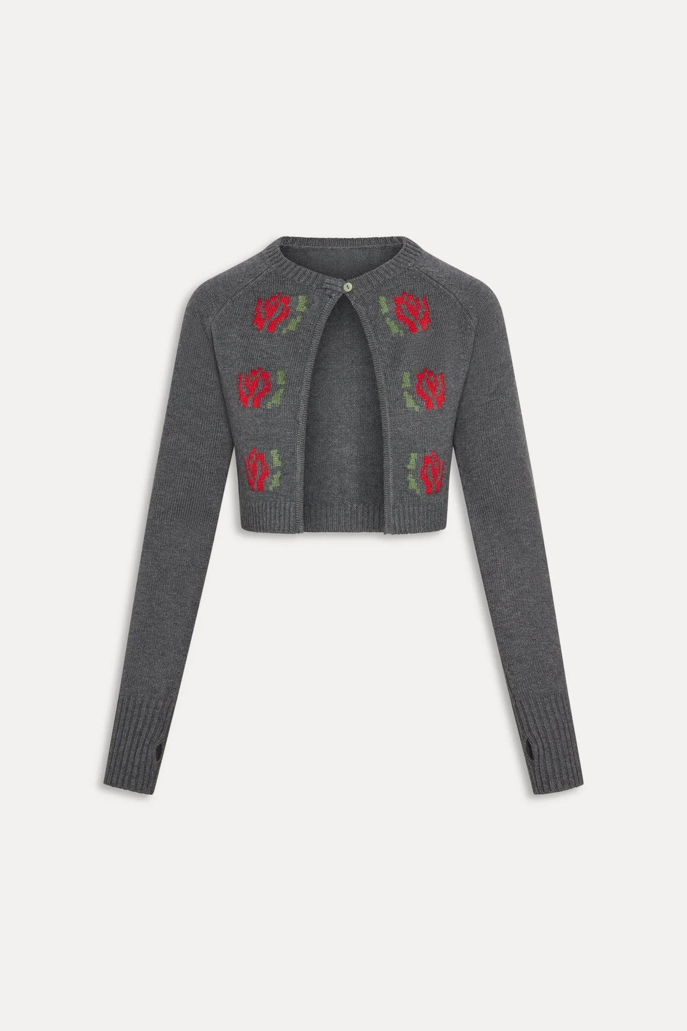 Grace Cropped Knit Cardigan – Smoky Rose