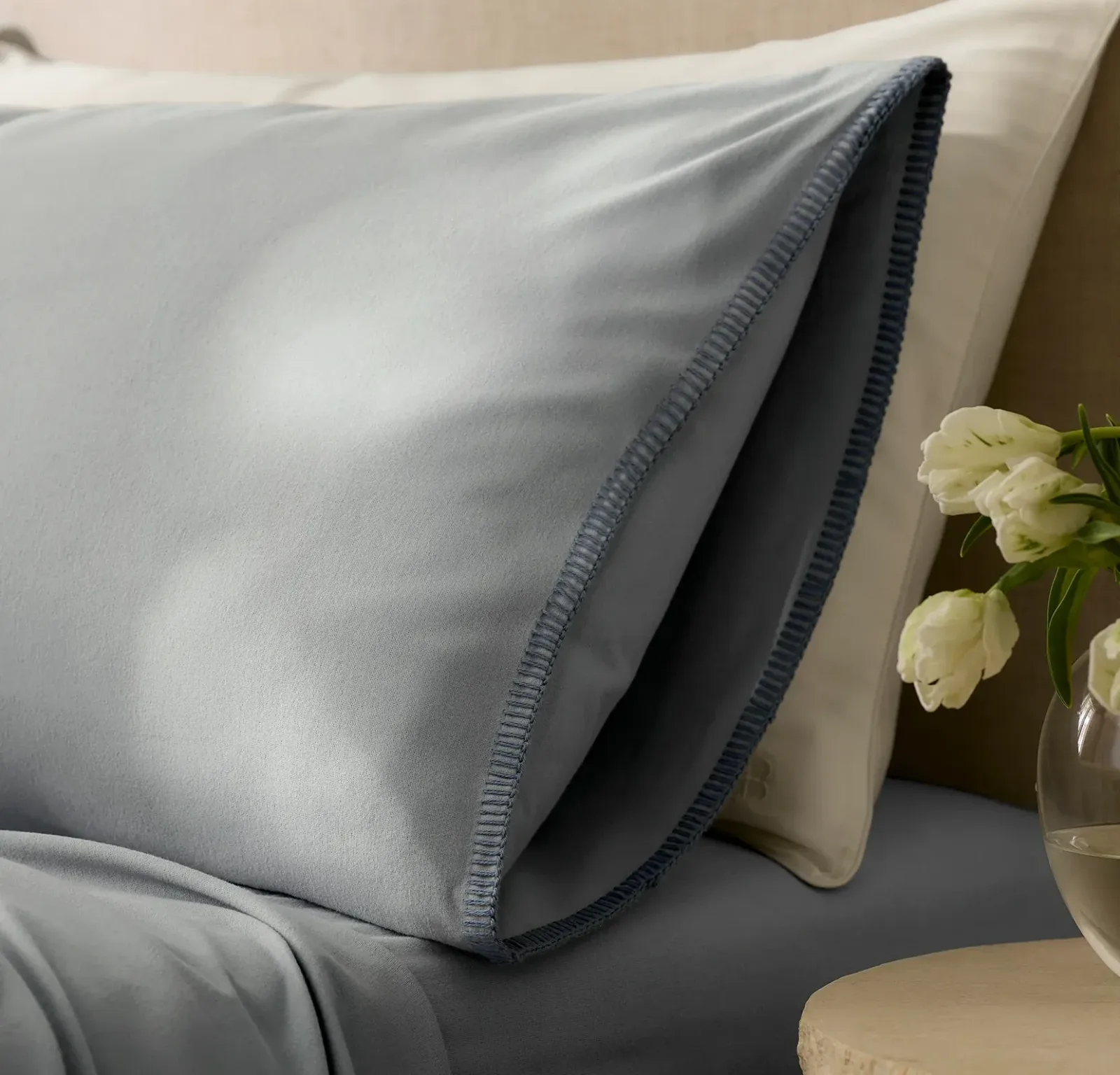 Flannel Pillowcase Set – Shore/Bluestone Whipstitch