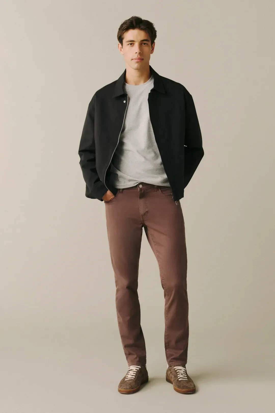 Ams – Slim Twill Pants – Violet Umber