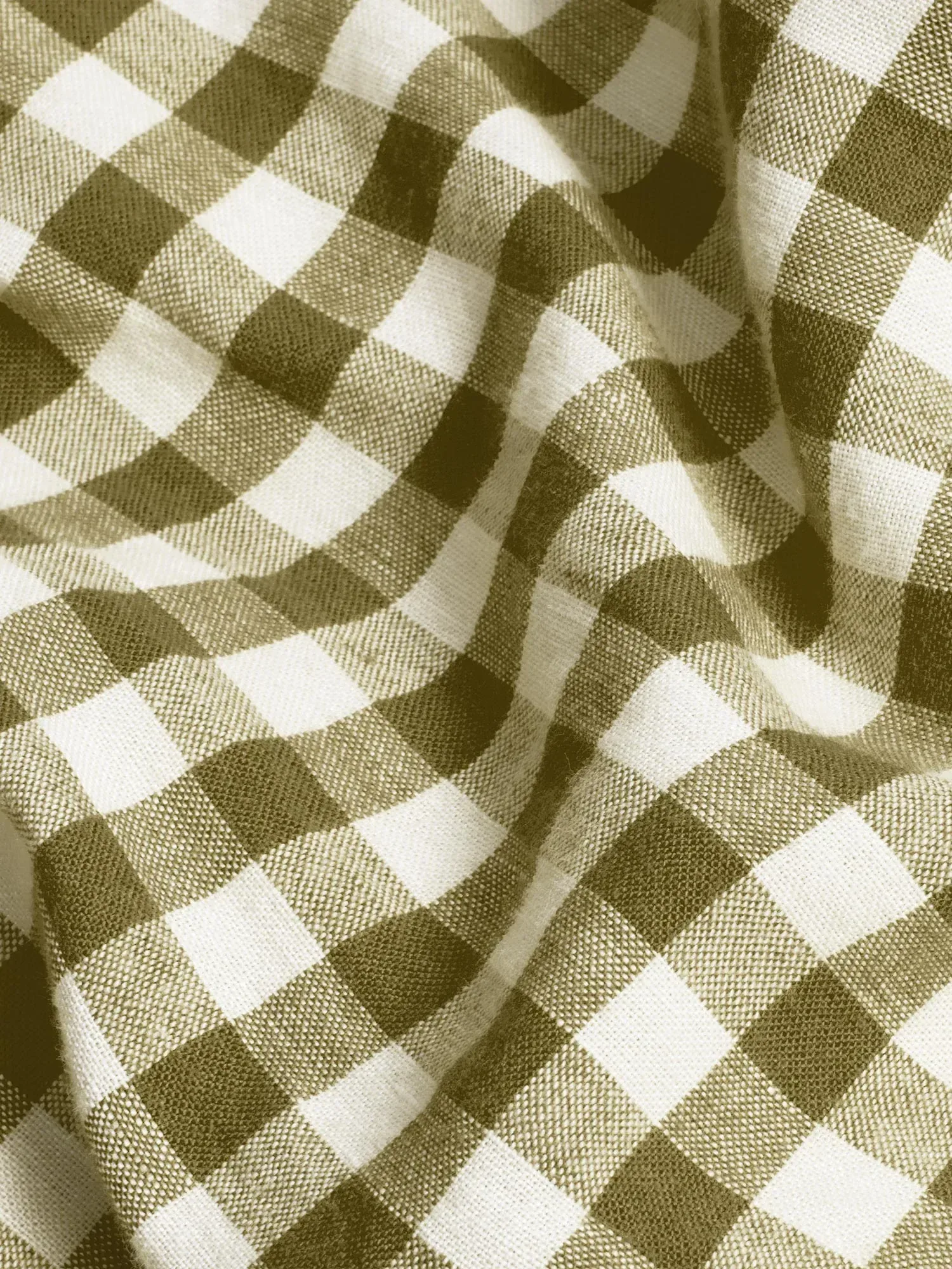 Botanical Green Gingham Linen Blend Sheet Set
