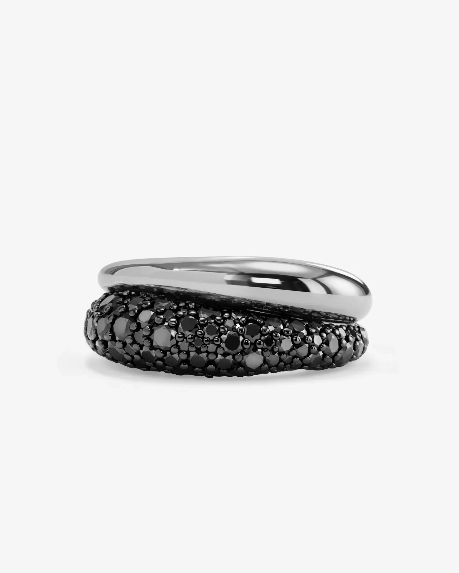 Norah Pavé Double Ring – Silver|Black Diamondettes