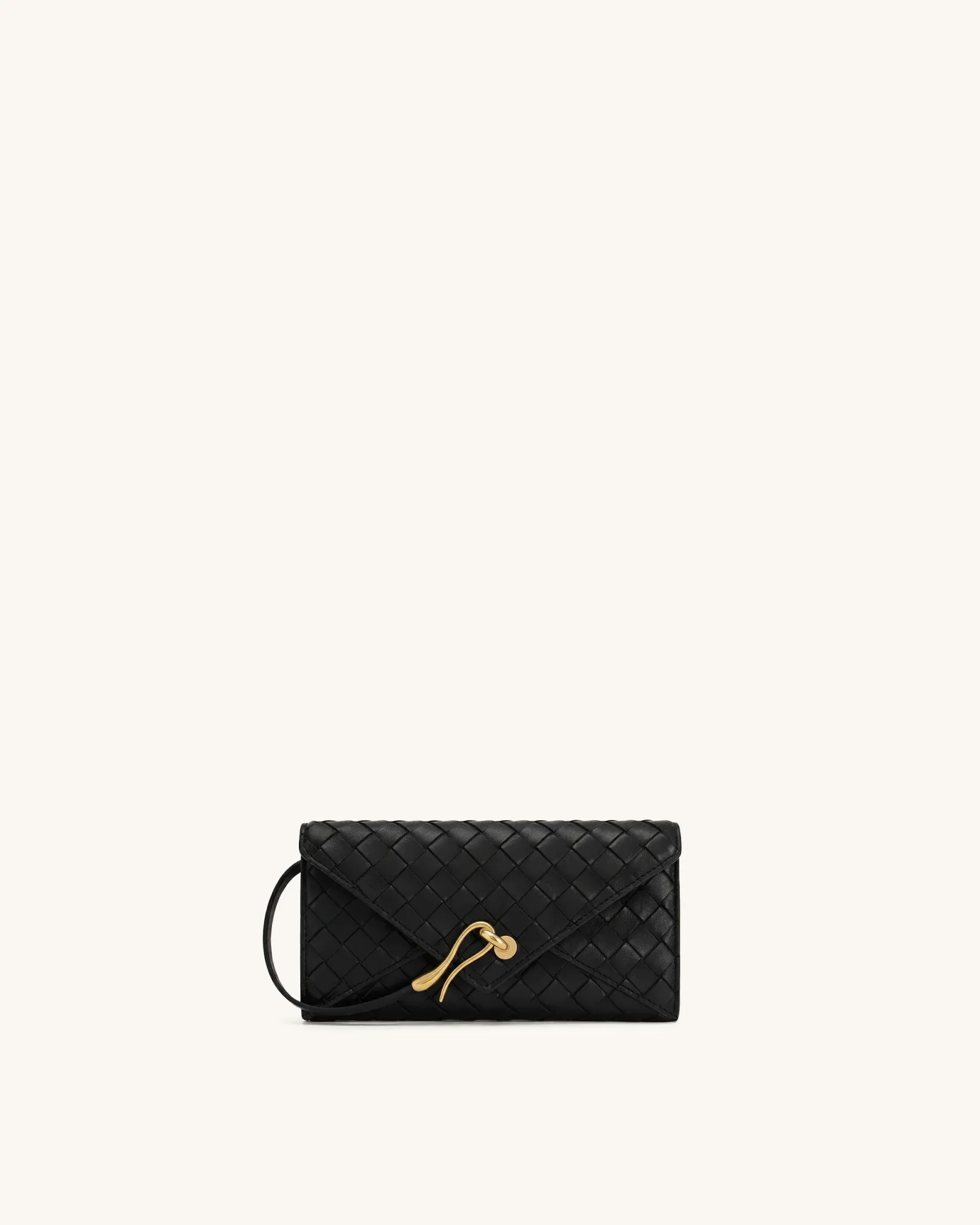 Celeste Woven Textured Envelope Long Wallet – Black