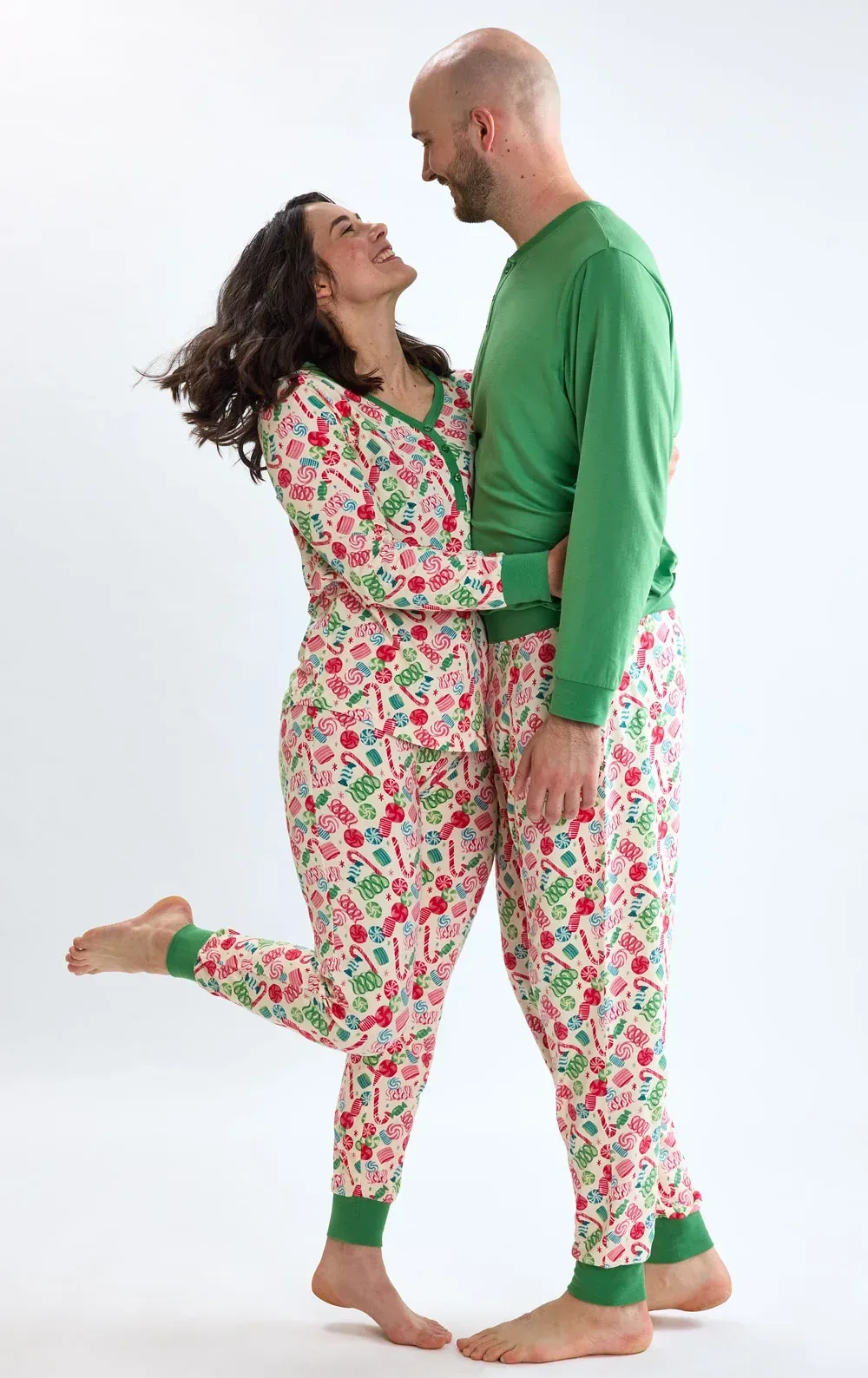 Ribbon Candy Matching Couples Pajamas