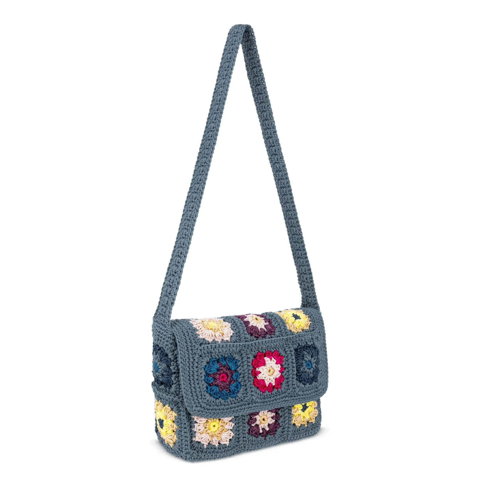 Marlow Flap Shoulder Bag – Hand Crochet – Maritime Multi Patch