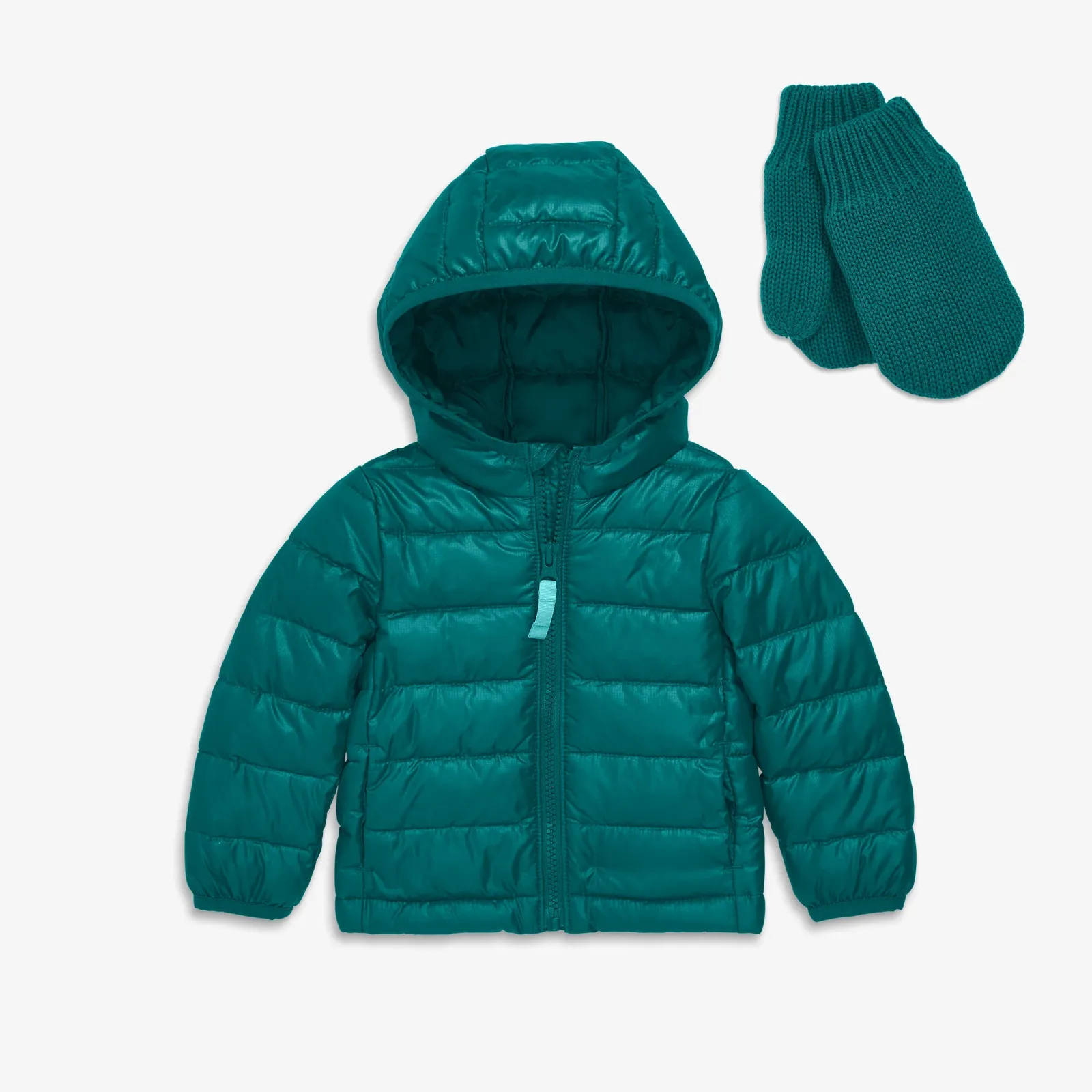 Baby lightweight puffer & mitten gift set