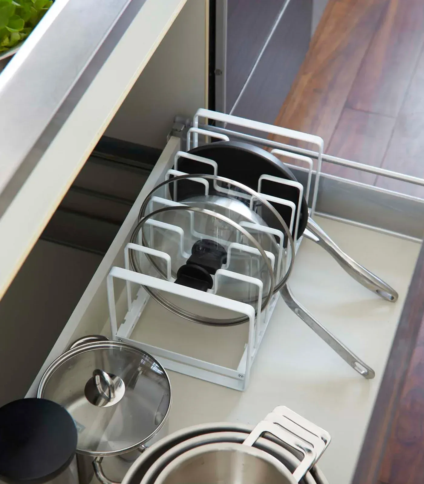 Adjustable Pot Lid and Frying Pan Organizer – Steel