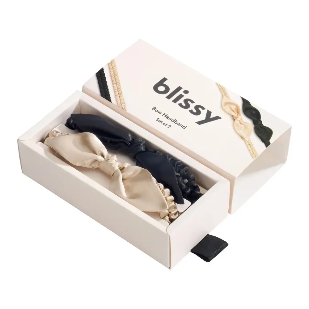 Blissy Bow Headband – Champagne, Black