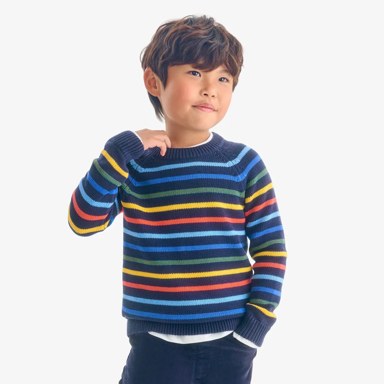Kids sweater in multi-stripe