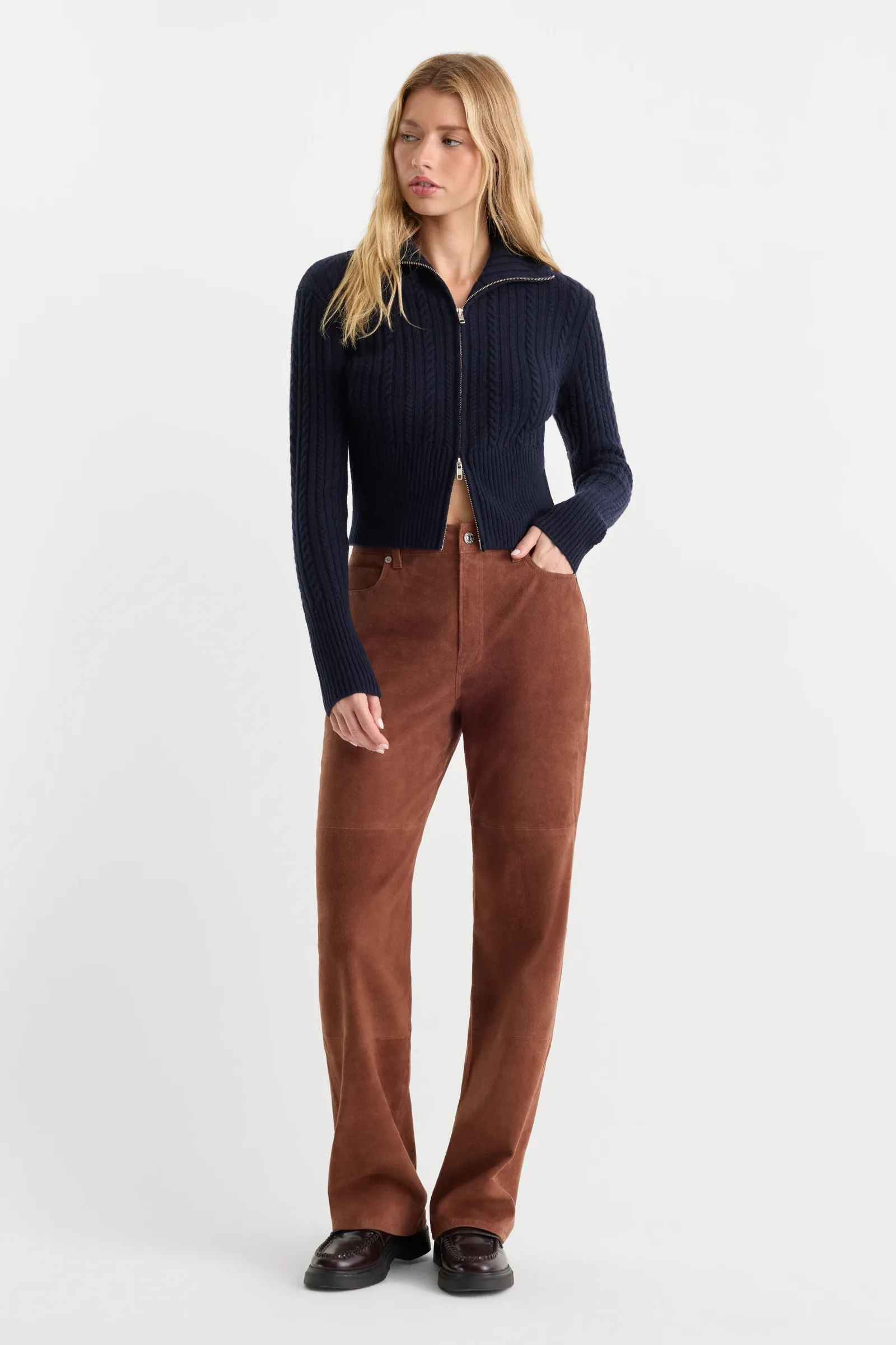 Suede Good True Straight Pant – Cafe Clay