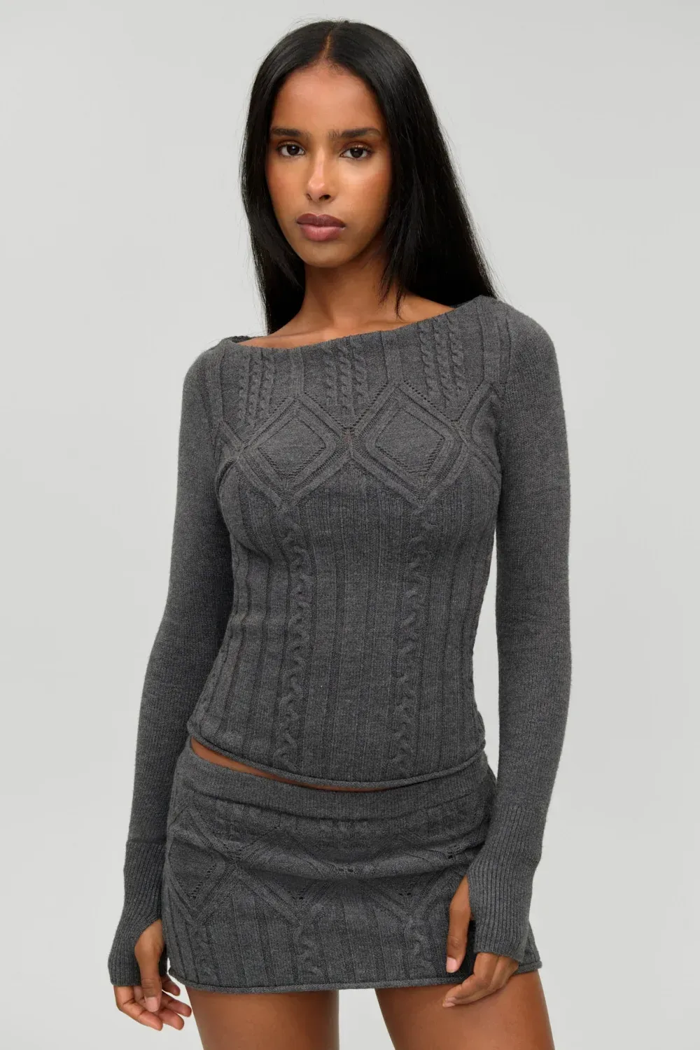 Cyprus Cloud Cable Knit Top – Winter Skies