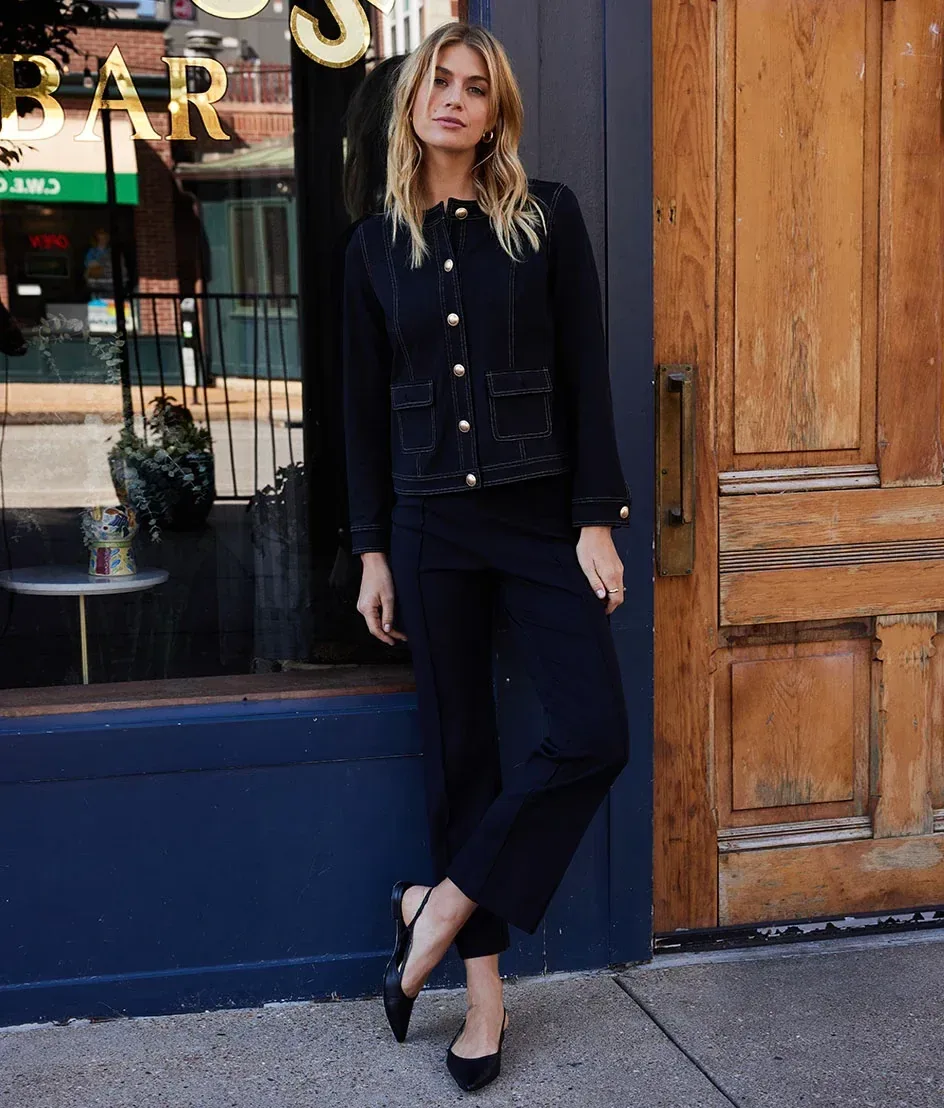 The Icon Ponte Pintuck Trouser Pant – Sea Urchin