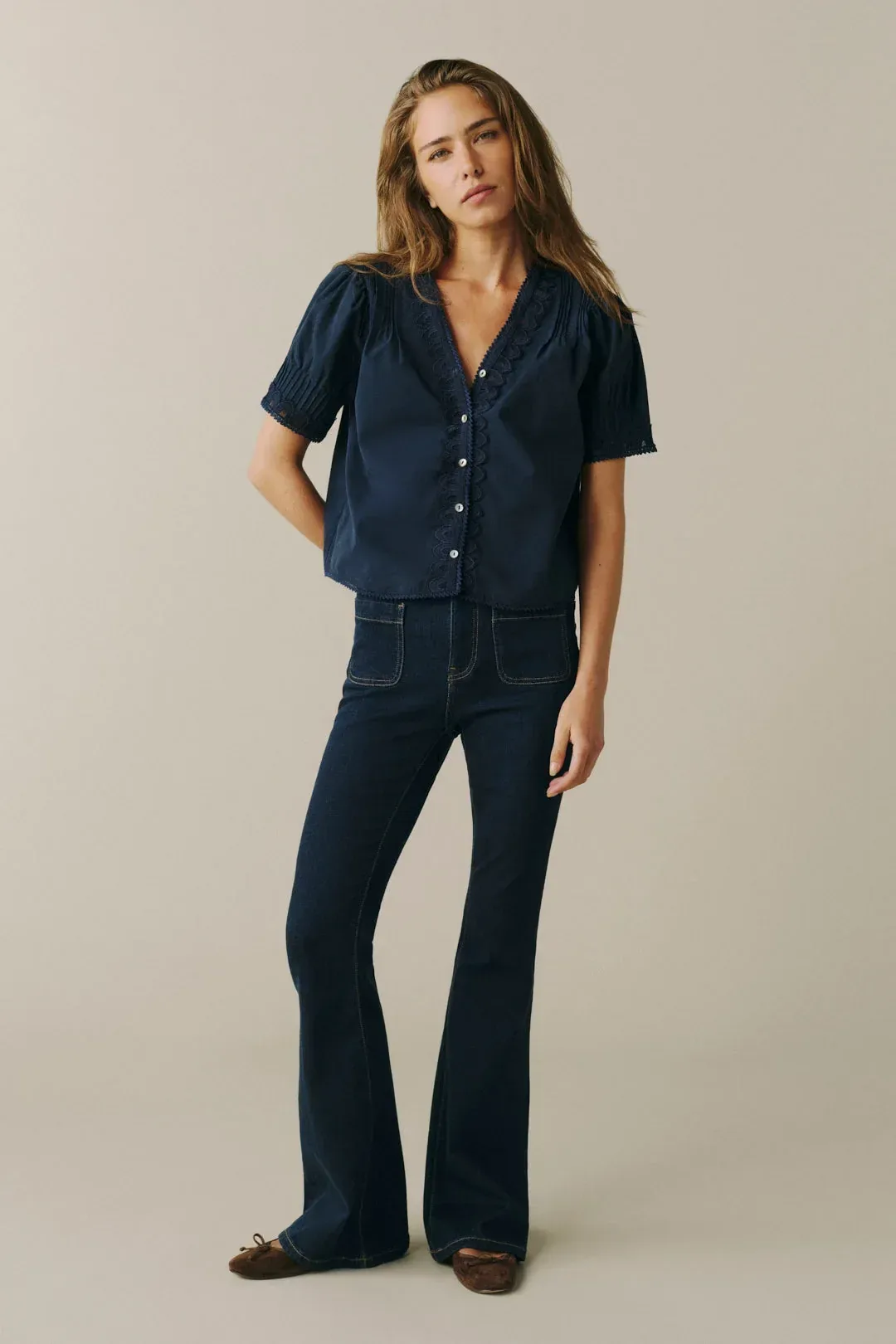 The Lonestar – Peasant Top – Navy