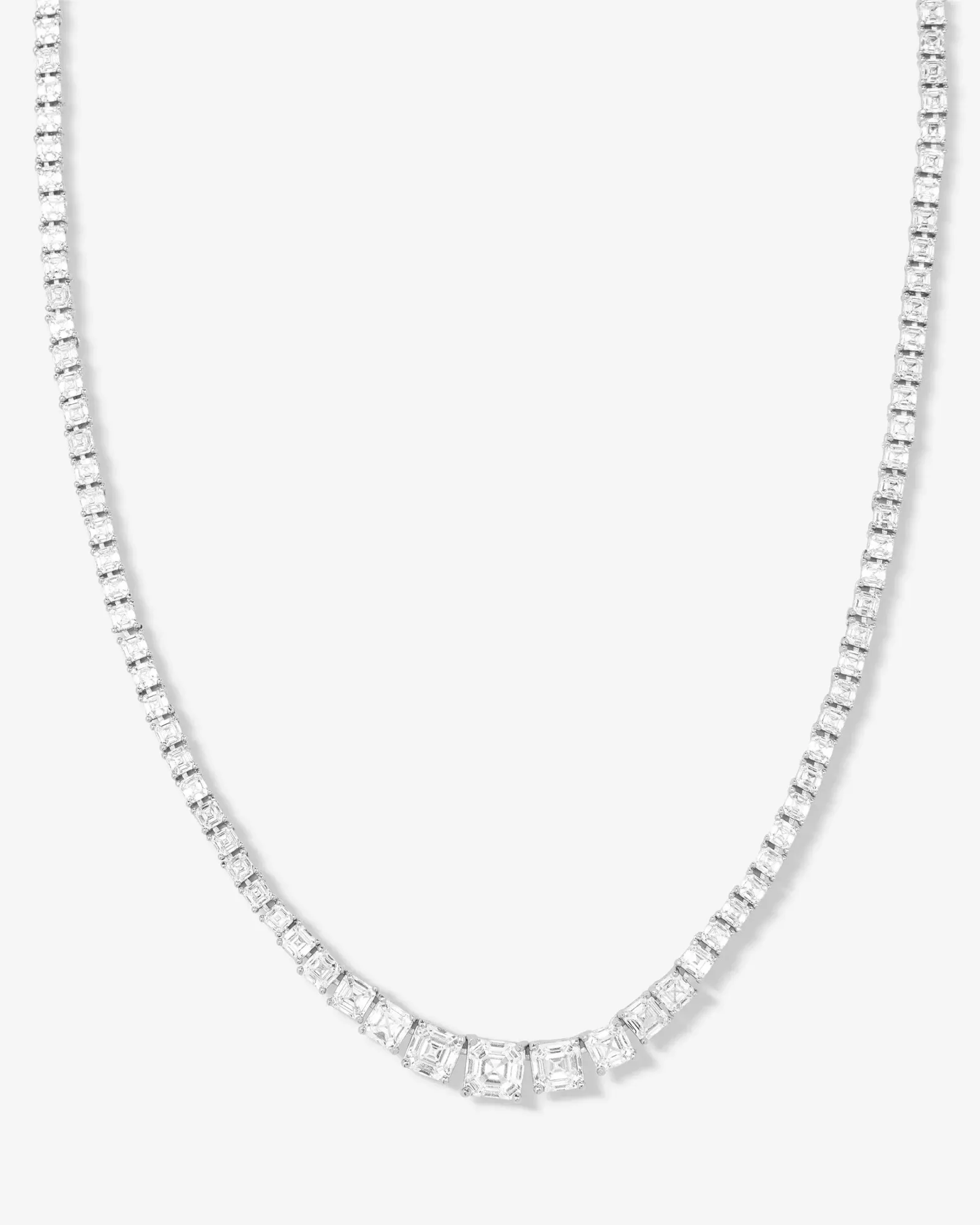 The Queen's Graduated Tennis Necklace – Silver|White Diamondettes