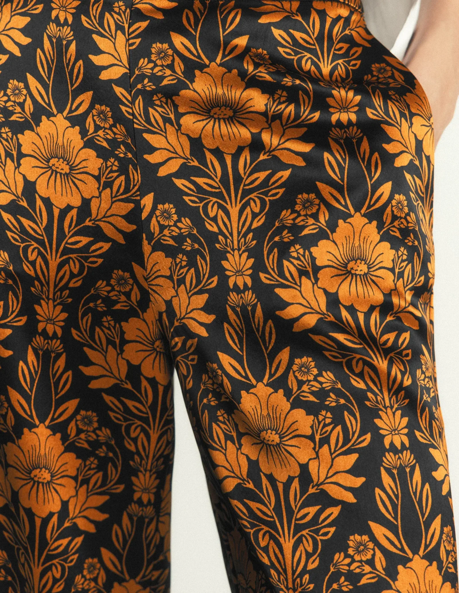 Feather Trim Pants-Flourishing Sprig