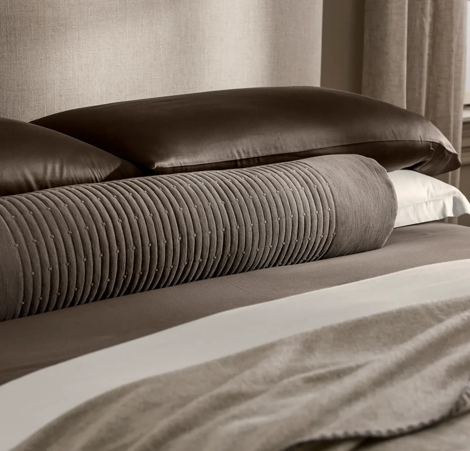 Fluted Pillow Cover (Bolster) – Walnut