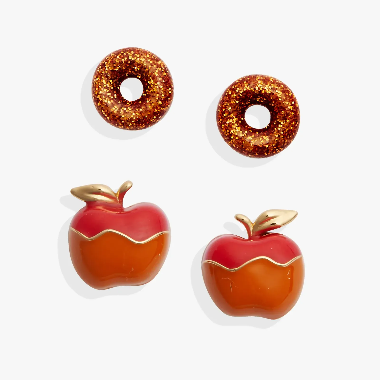 Caramel Apple & Donut Stud Earrings Set of 2