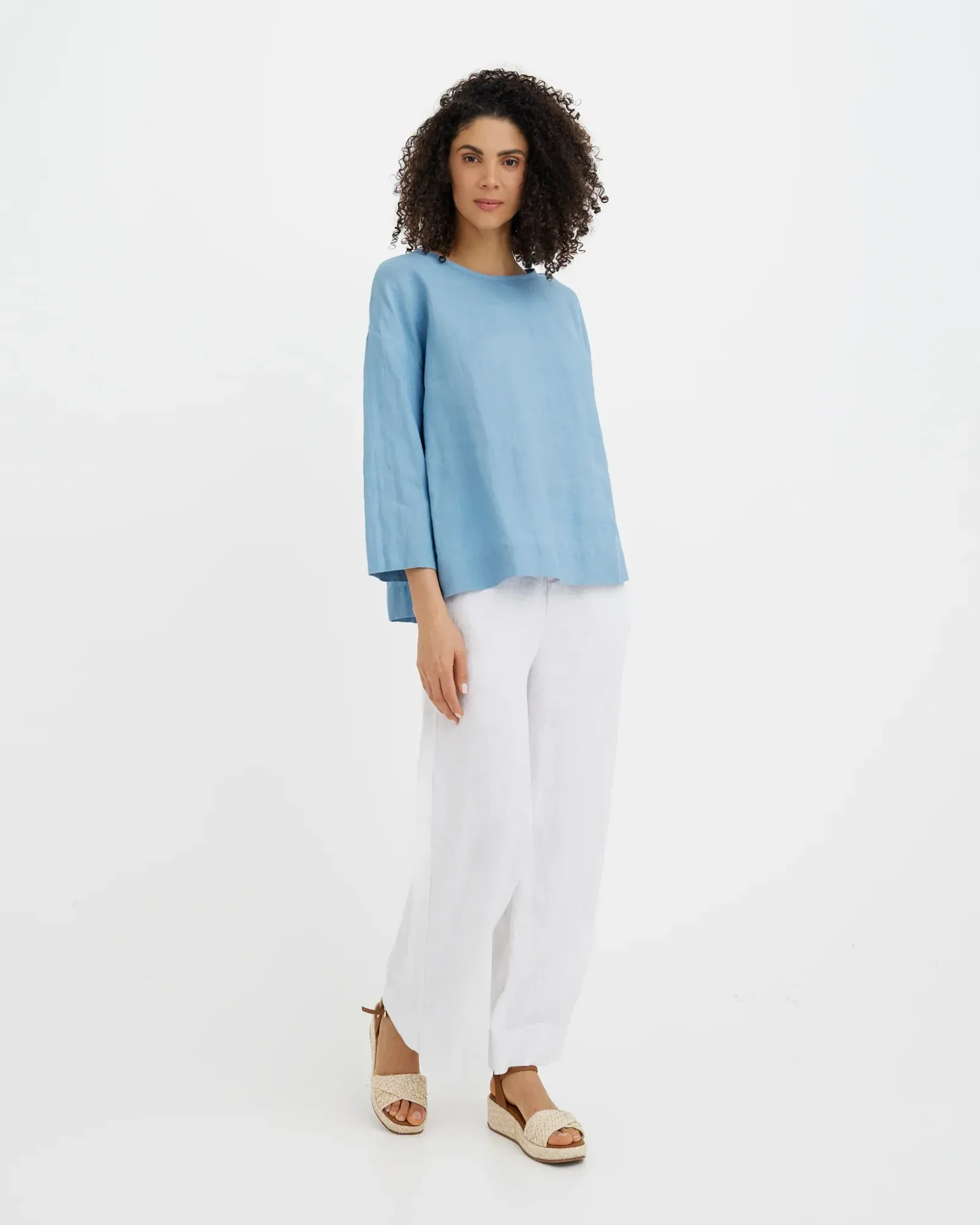 Linen Top AMSTERDAM in Soft blue