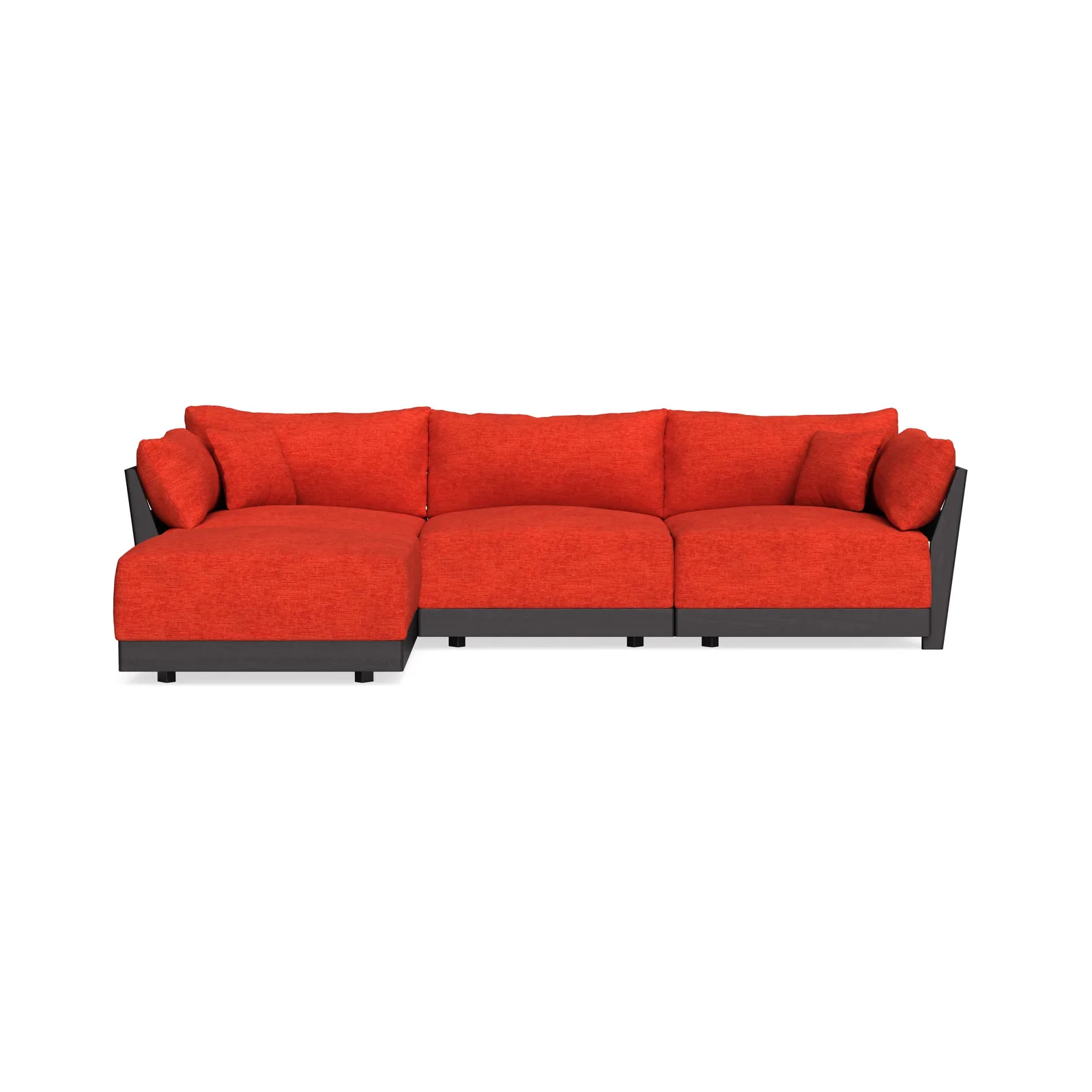 Modular Bondi Black 3-Seater Sectional in Poppy Orange – Classic Blend