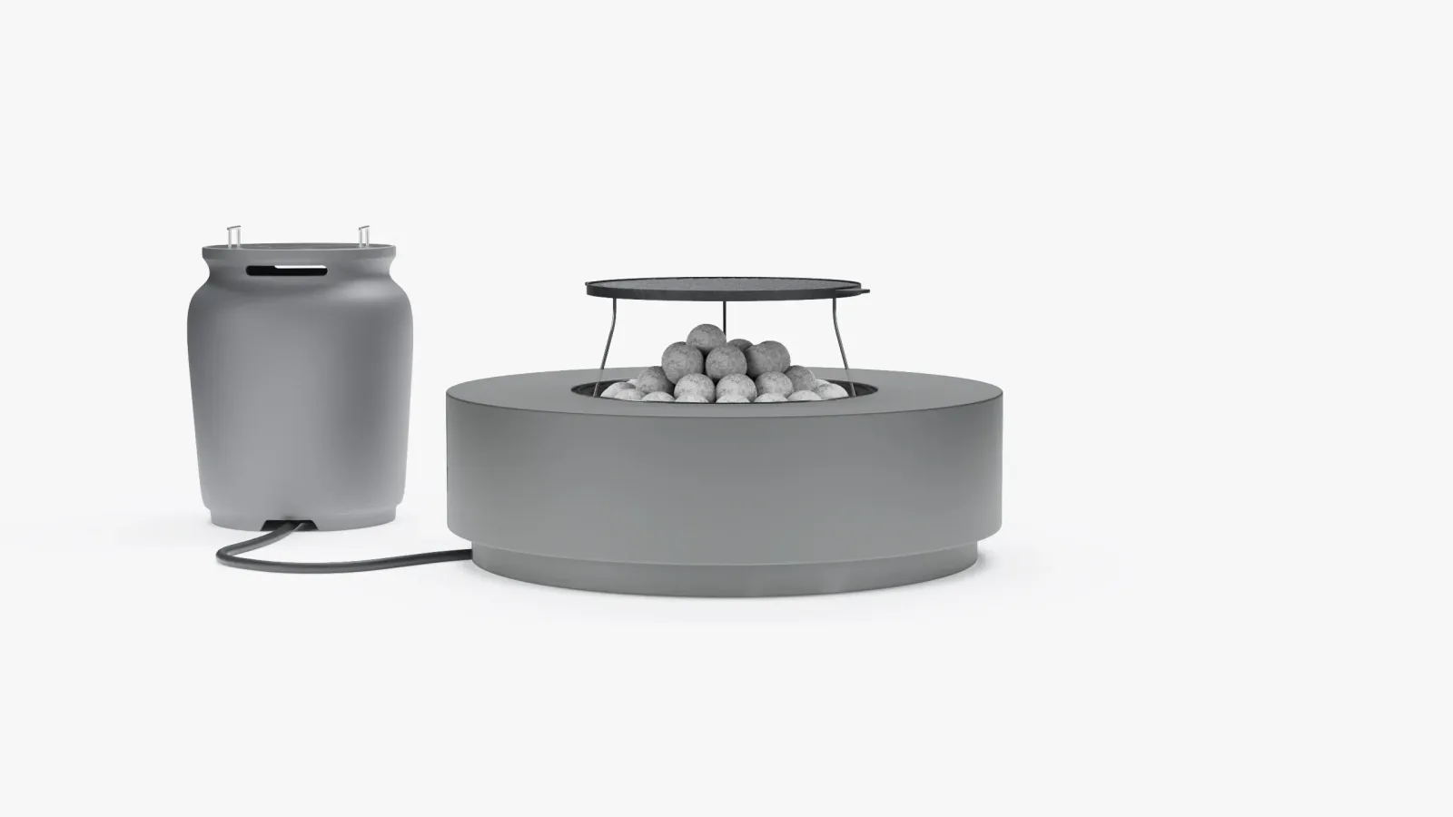 Concrete Fire Pit Table Cooking Set + Propane Tank Cover – Round