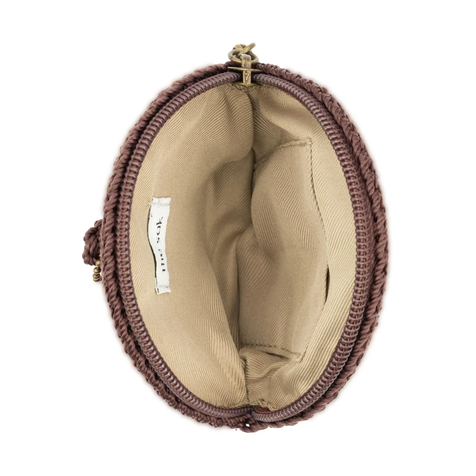 Circle Coin Pouch – Hand Crochet – Brown Mahogany Flower
