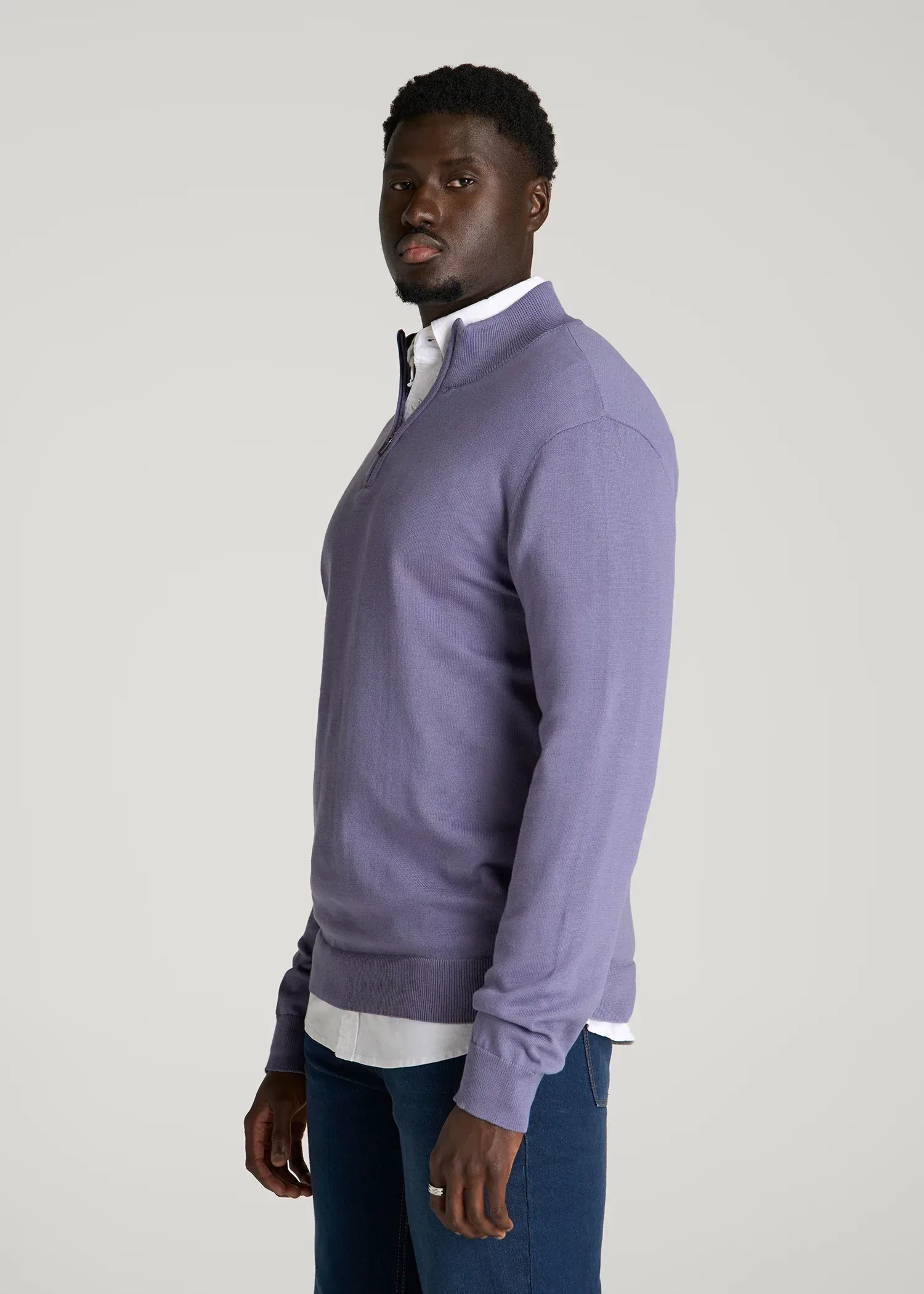 Everyday Quarter Zip Sweater for Tall Men in Blue Granite