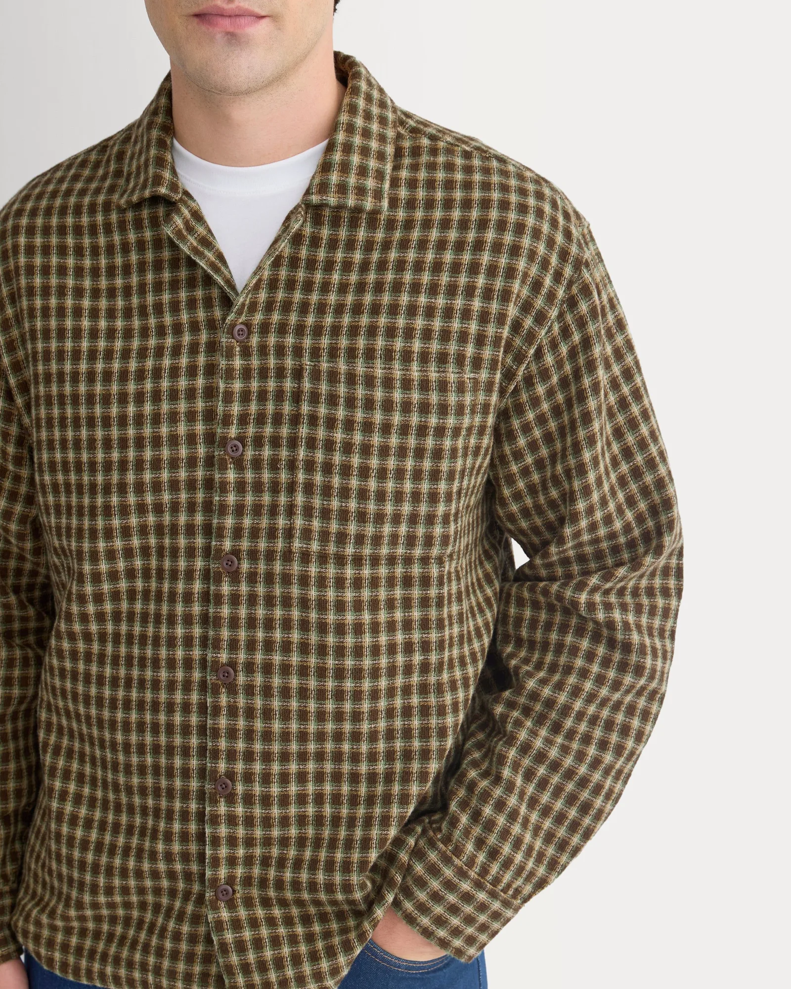 Double-Gauze Button-Down Shirt – Brown / Camel