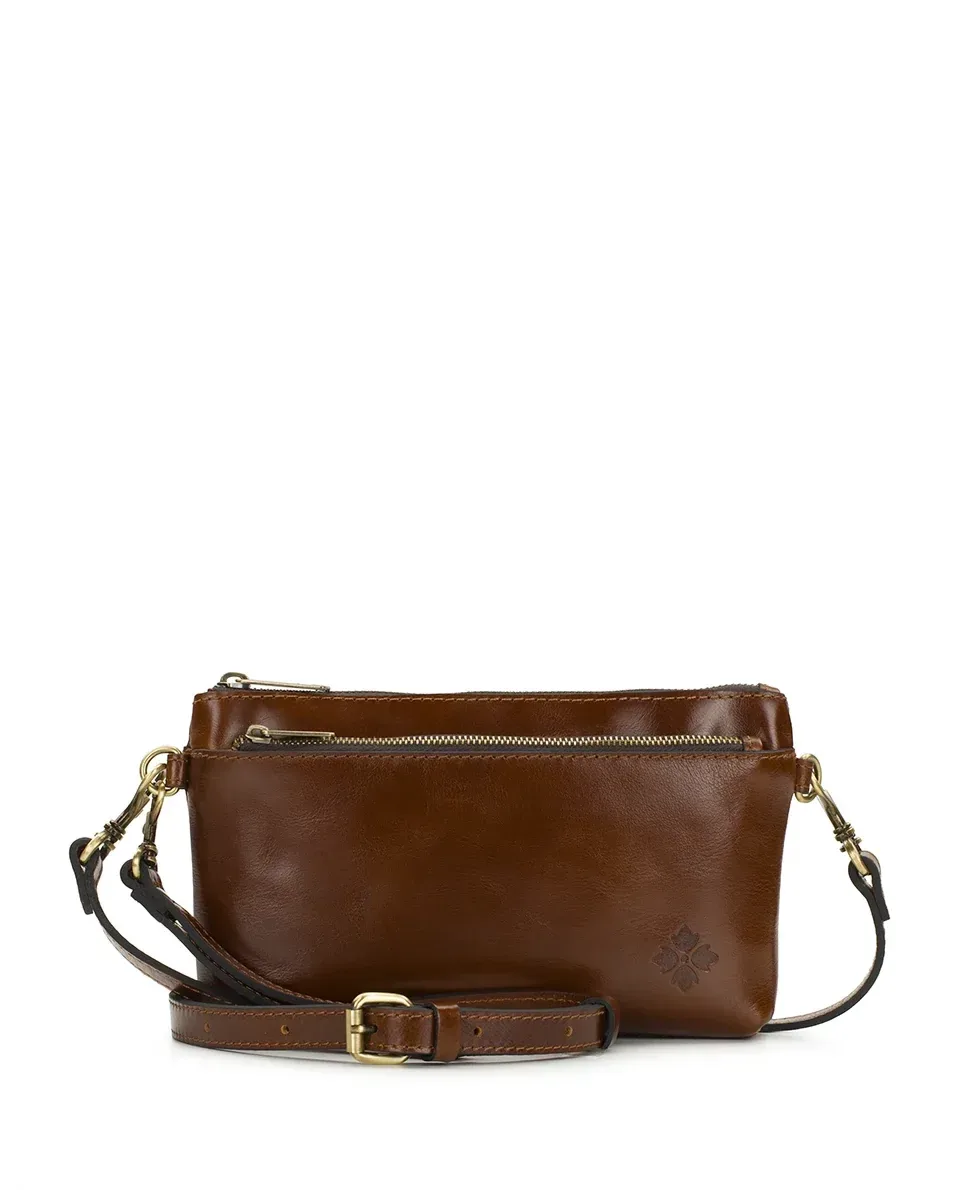 Mignon Wristlet Crossbody – Vintage Distressed – Cognac