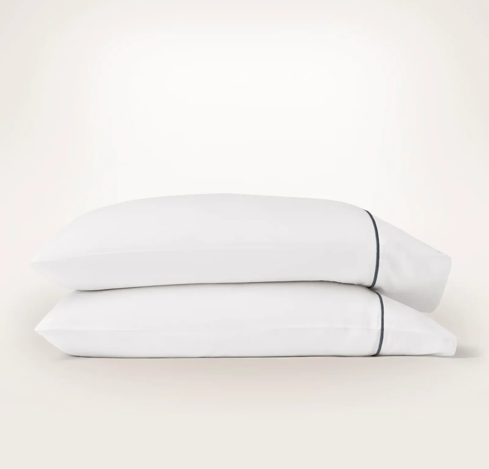 Percale Embellished Pillowcase Set – White/Mineral Embroidered