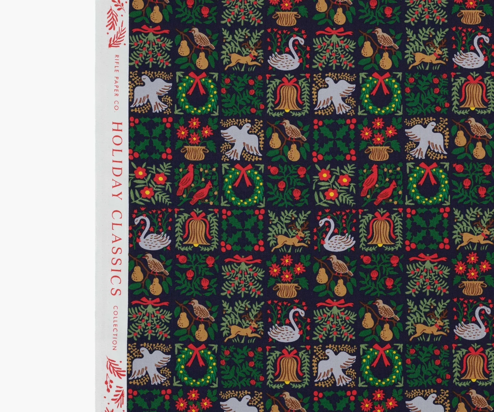 Christmastide Cotton Fabric – Navy