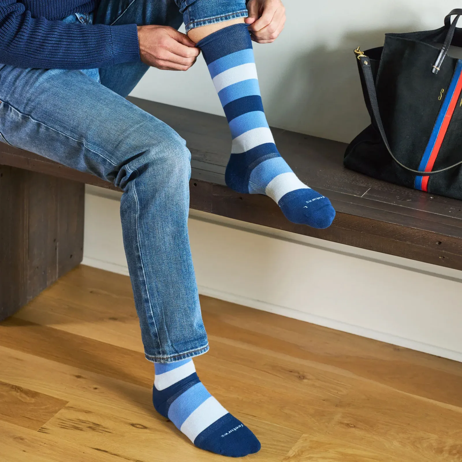Everyday Men's Max Cushion Crew Primary Stripe Denim – Final Run