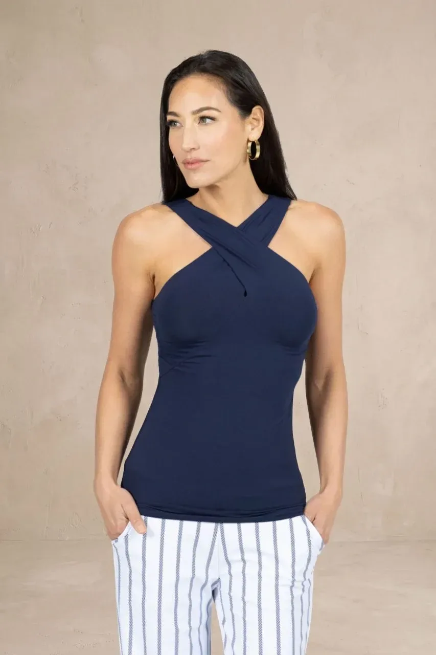 KIRAGRACE Luxe Halter: Marine Navy