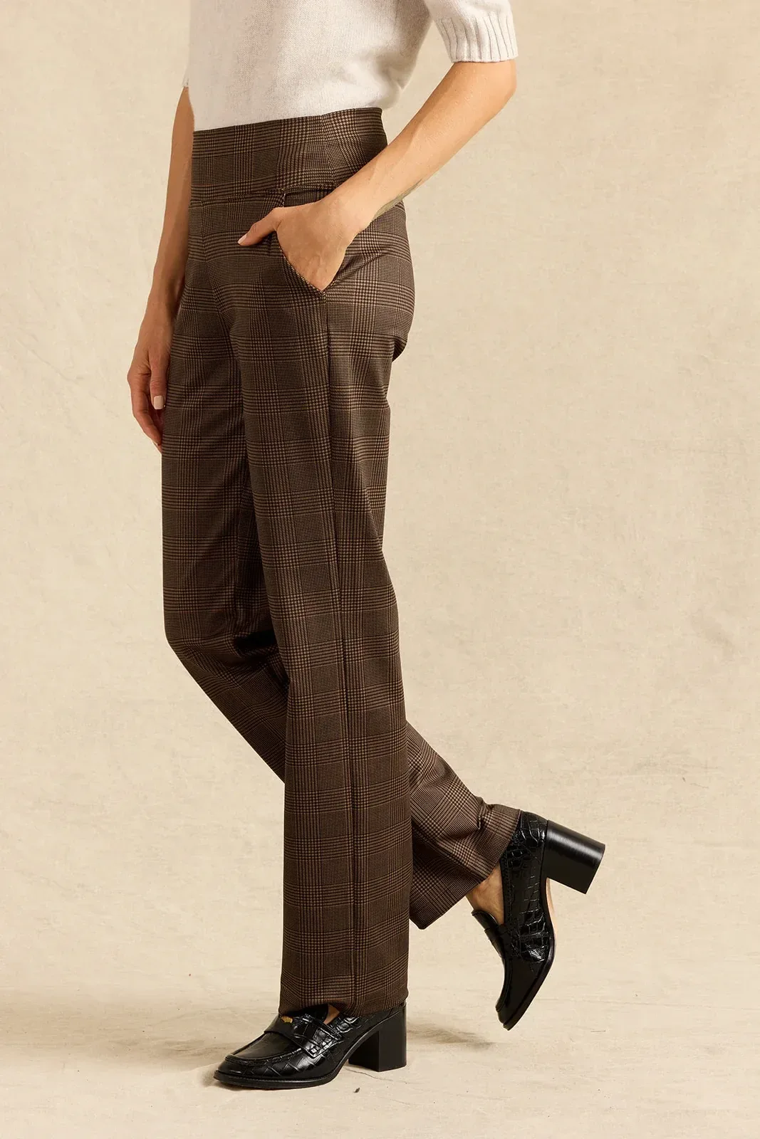 Nina Straight Leg Pant: Prince of Wales Plaid