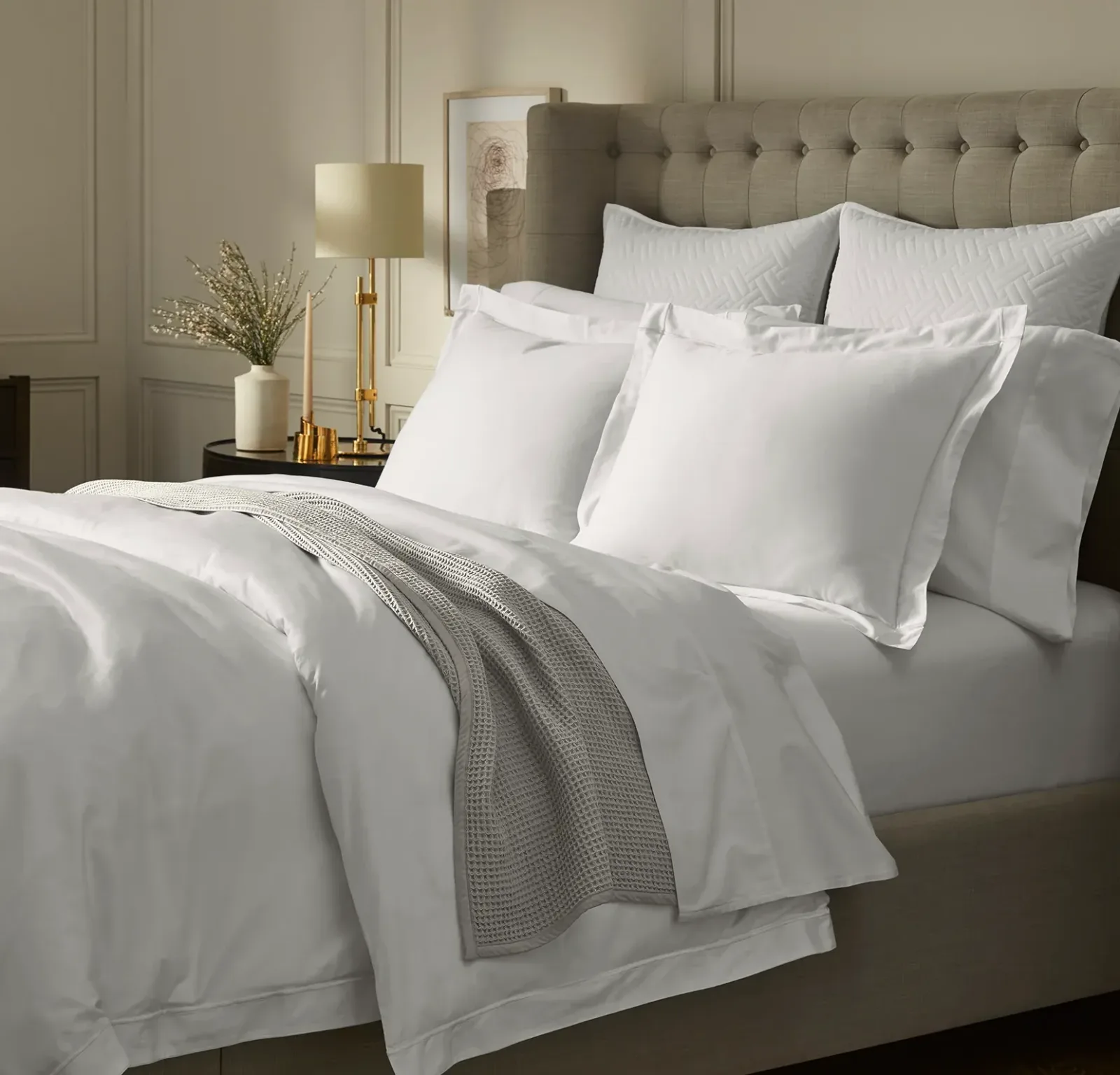 Percale Embellished Duvet Set – White/White Embroidered