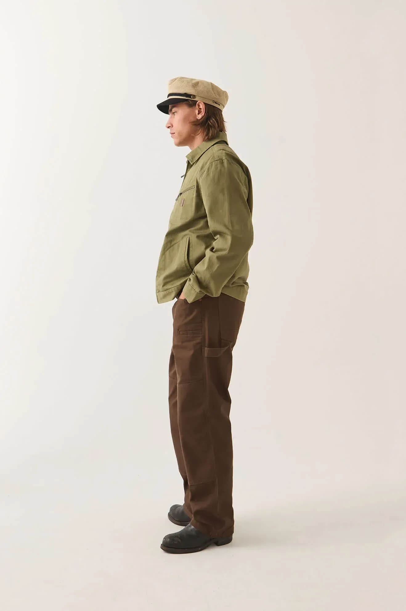 Mechanic Garage Zip Jacket – Olive Surplus Herringbone