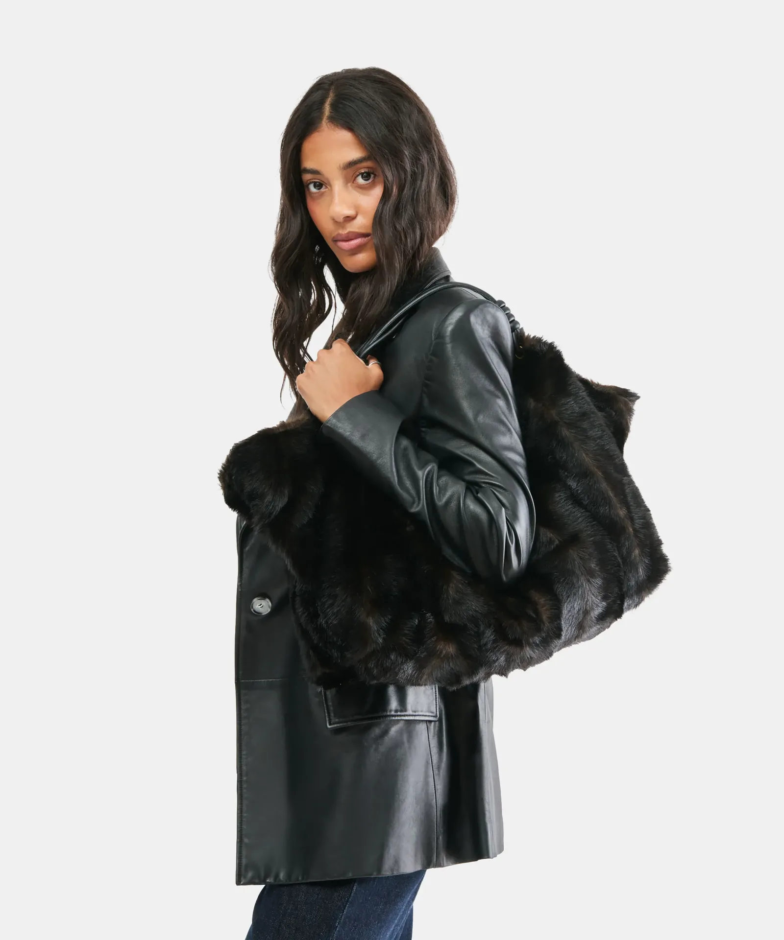 Lilee Tote Espresso Faux Fur