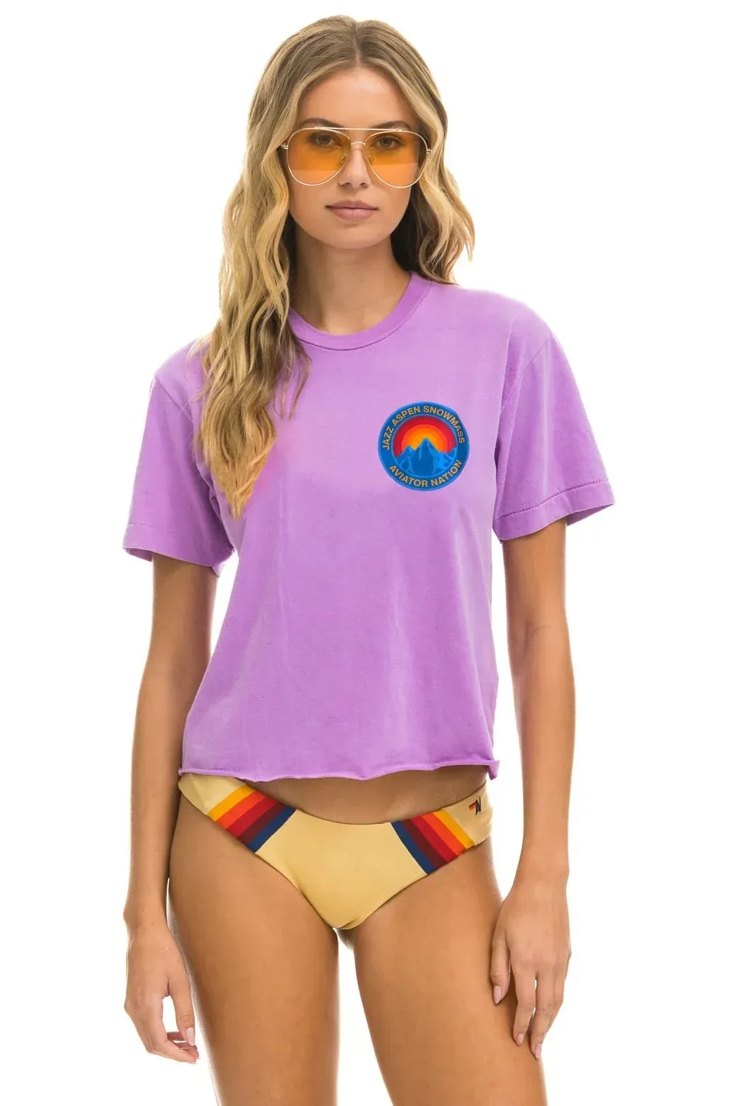 Jazz Aspen Snowmass 2026 Boyfriend Tee – Neon Purple