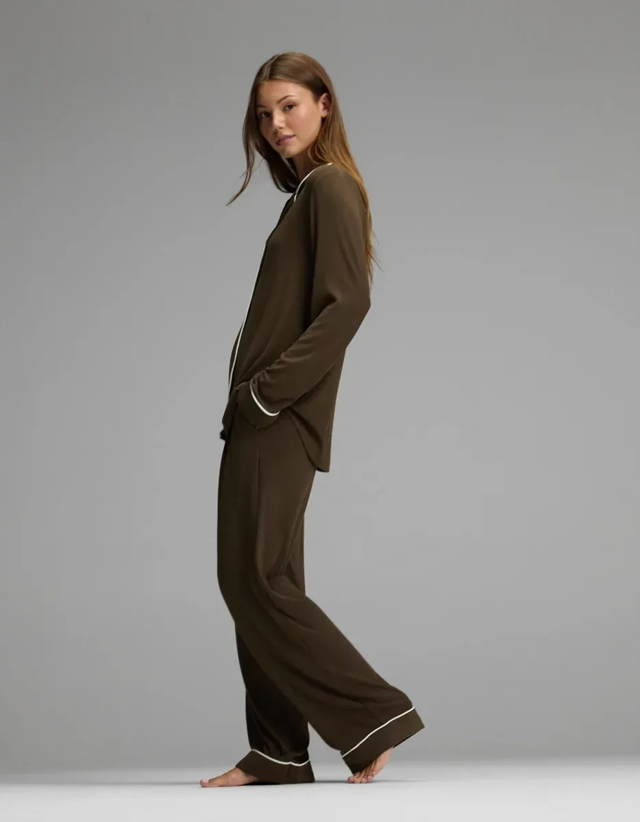 Women's Bamboo Rib-Knit Classic Long Sleeve Pajama Set