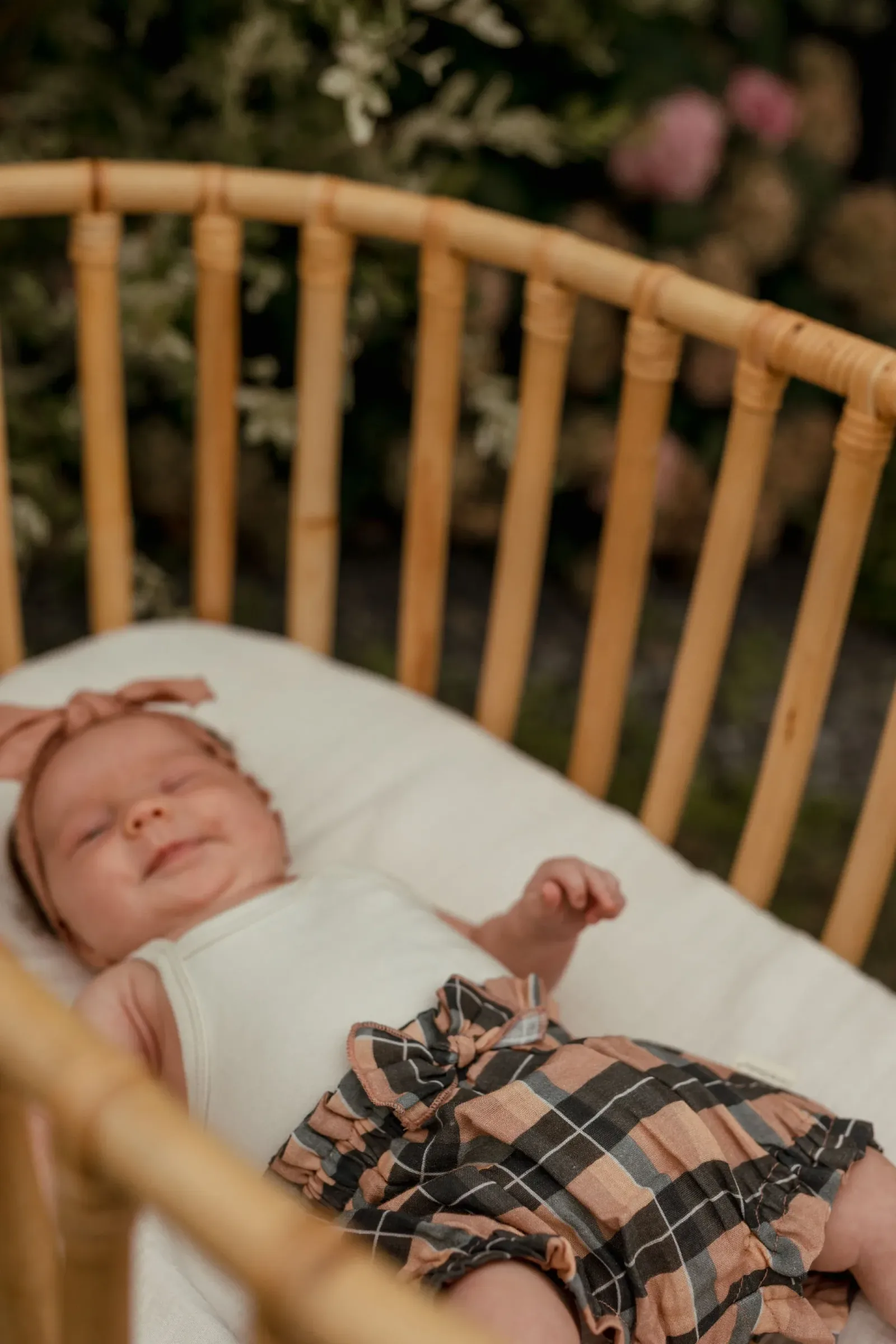 Adobe Chia Plaid – Organic Muslin Ruffle Bloomer