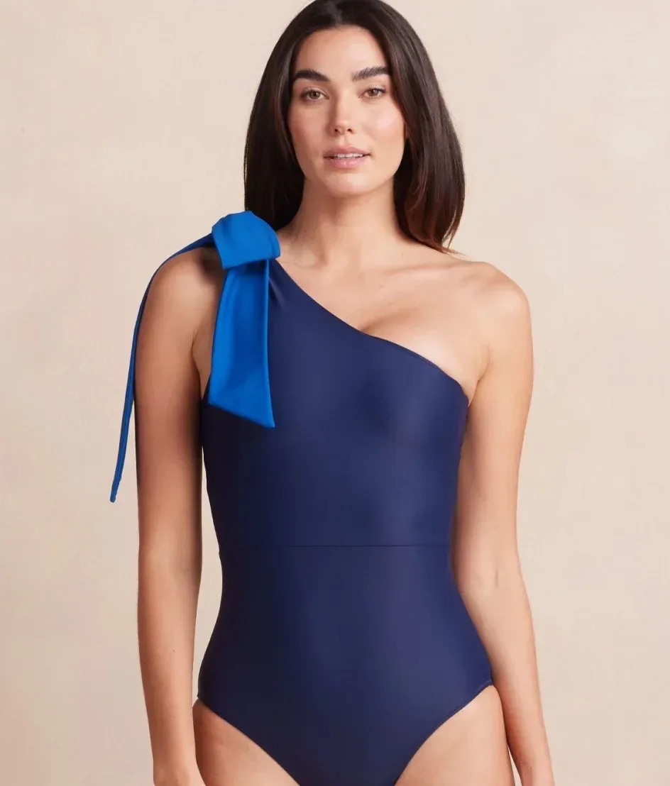 The Long Torso Bow-Shoulder Ruched Sidestroke – Pacific & Deep Sea