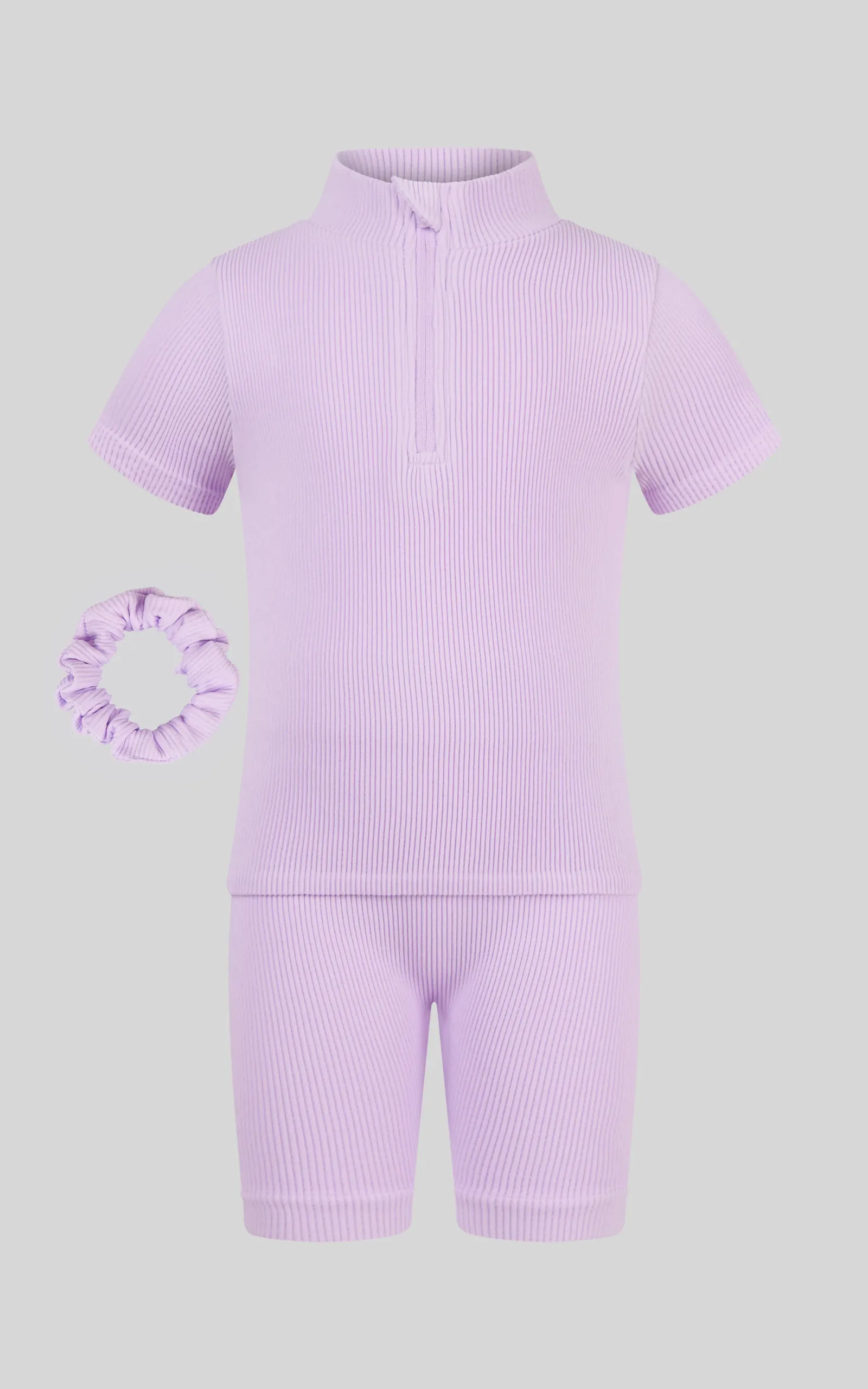 4-6X Rib Seamless Top & Short & Scrunchie Set