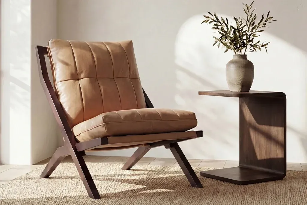Curved Walnut C-Side Table