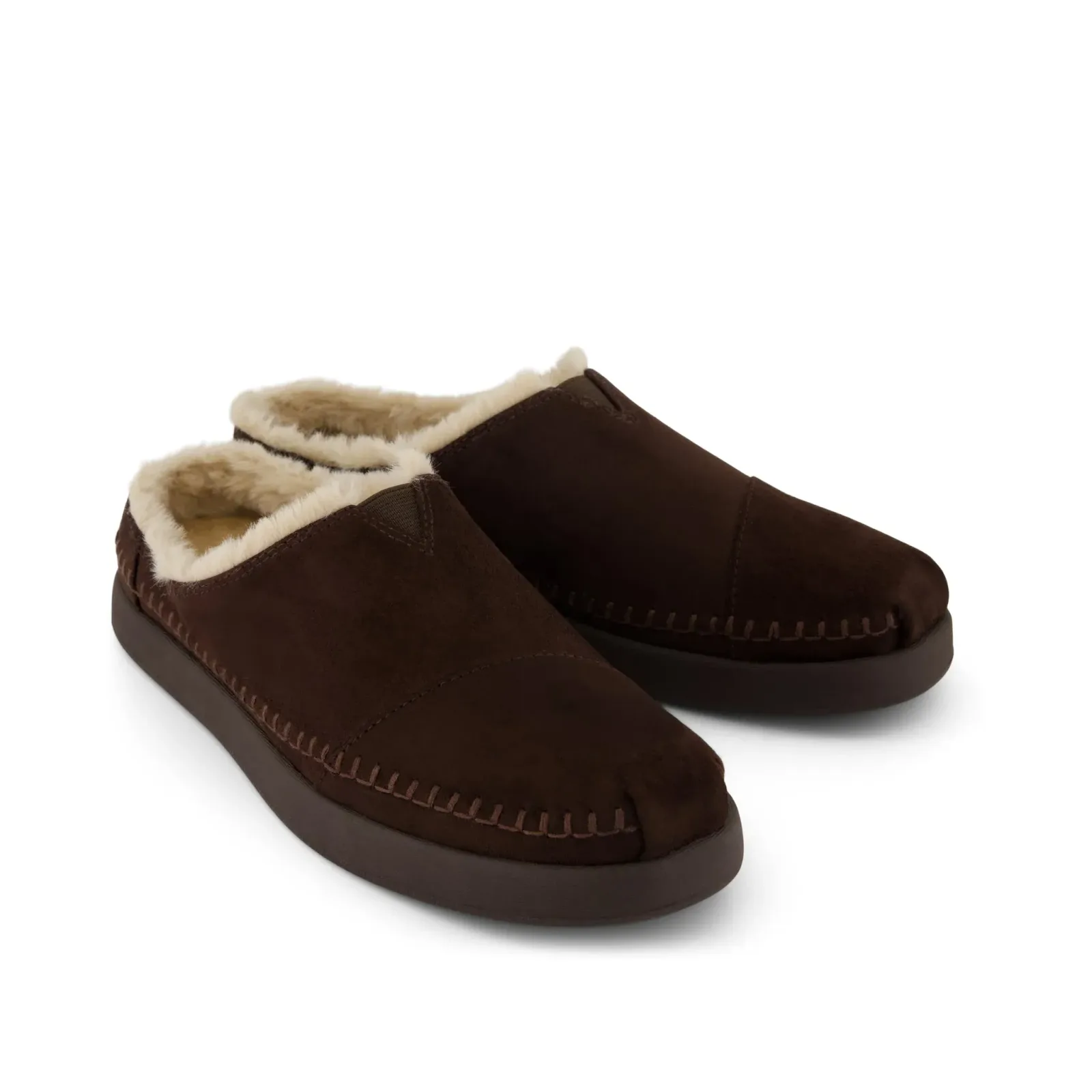 Womens Alpargata Ease Mule Chocolate Brown Microsuede w/ Faux Fur