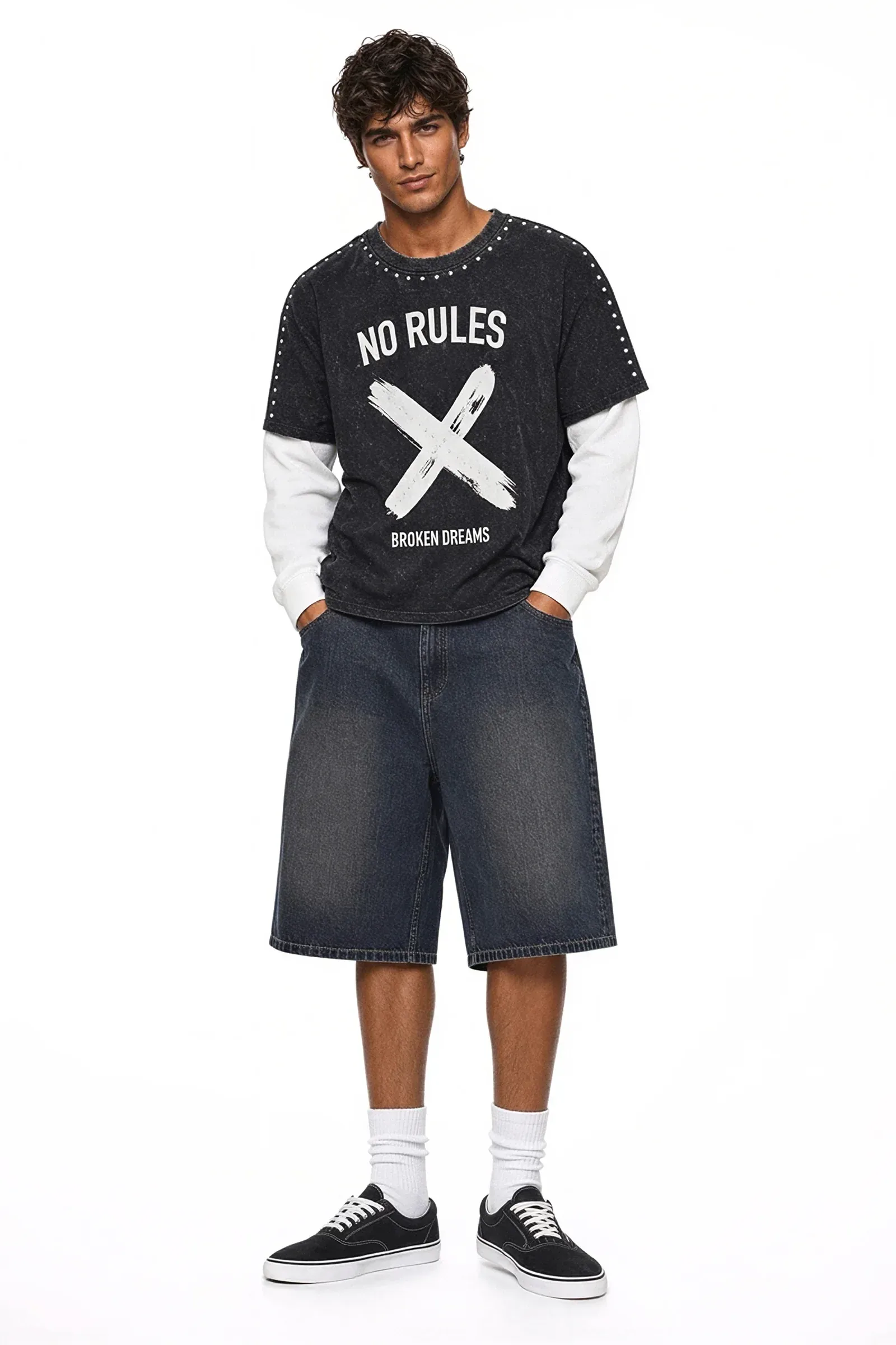 Mineral Wash Layered Graphic Top