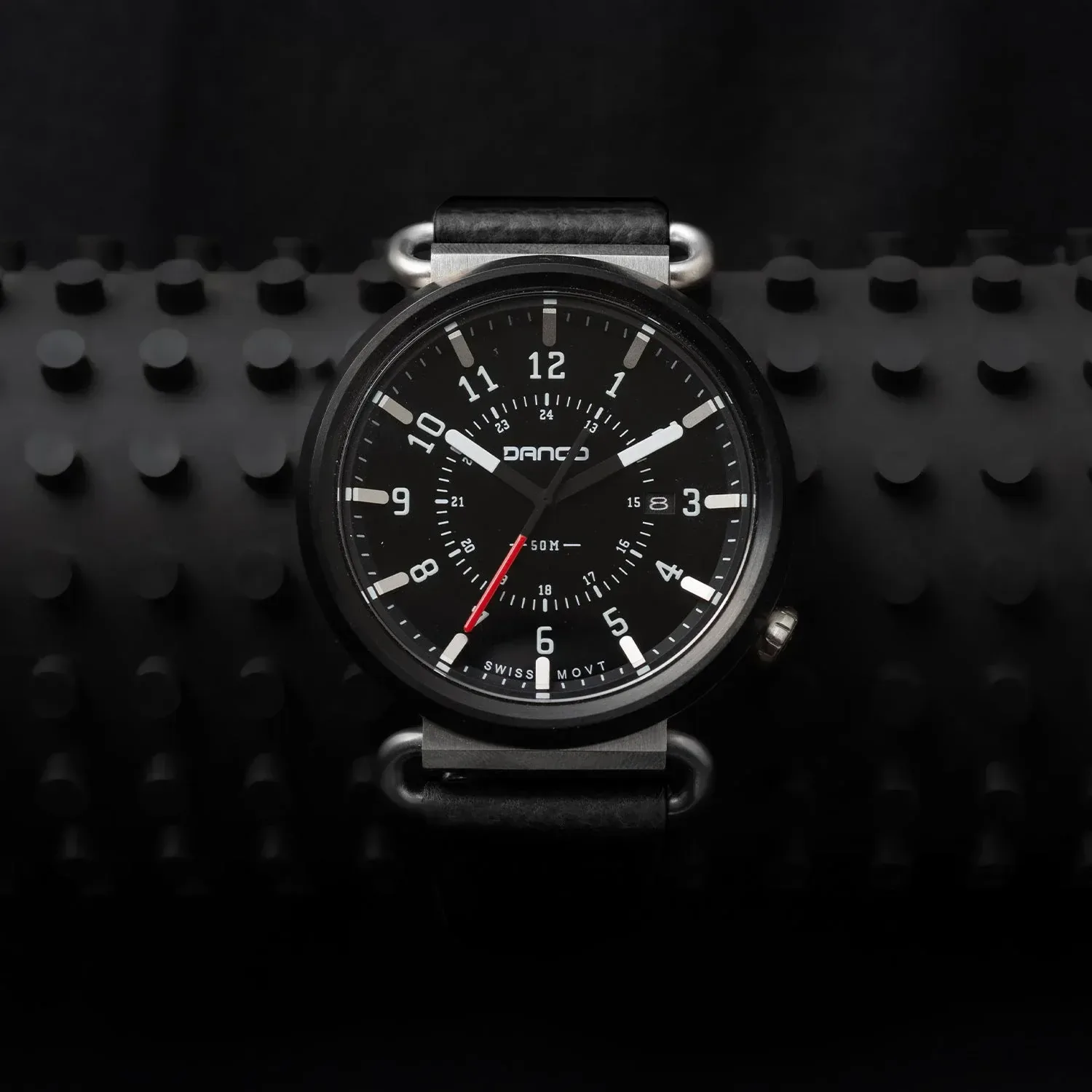 TK-01 – Trek Watch with Italian Leather Strap – Jet Black