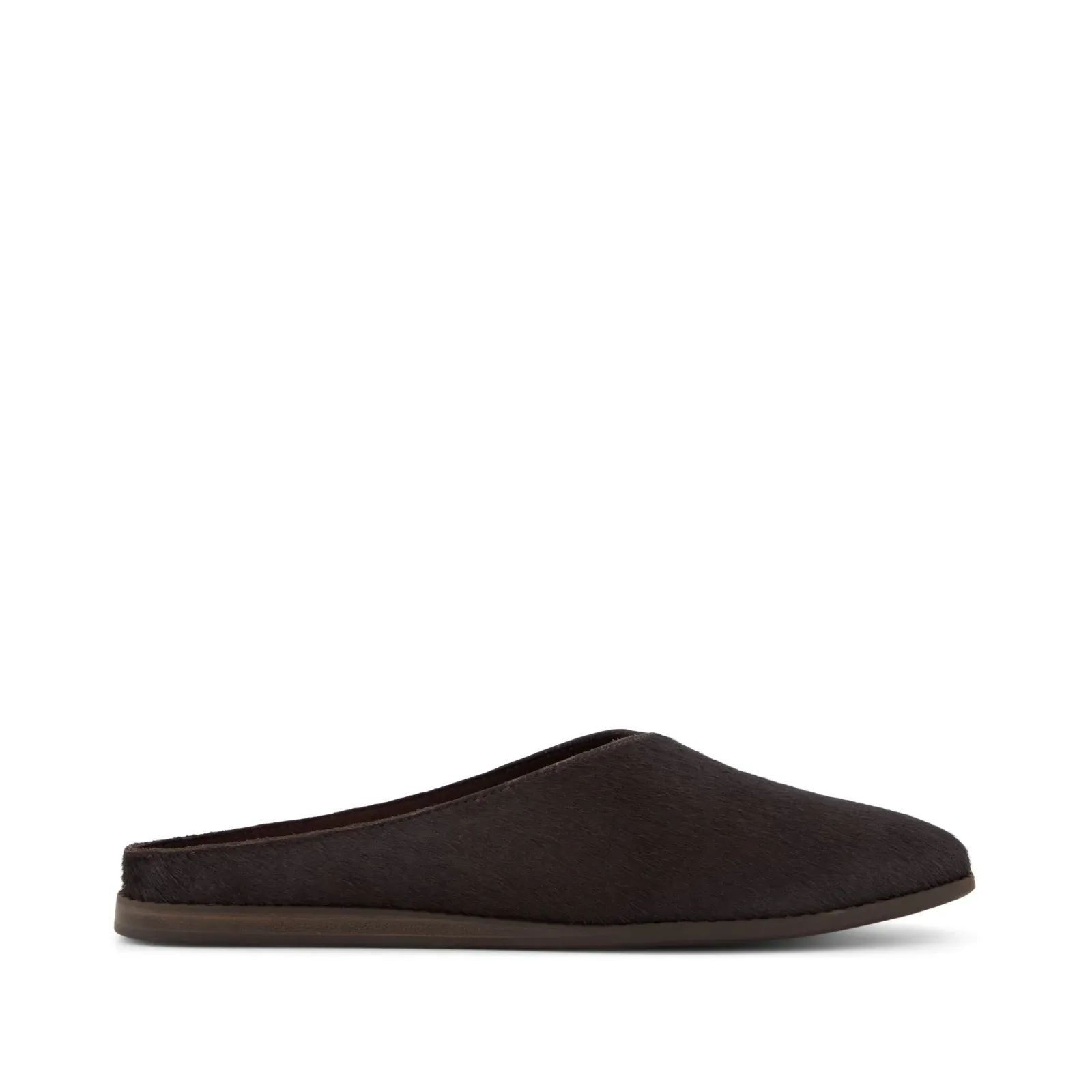 Womens Amelia Mule Chocolate Brown Hair Leather