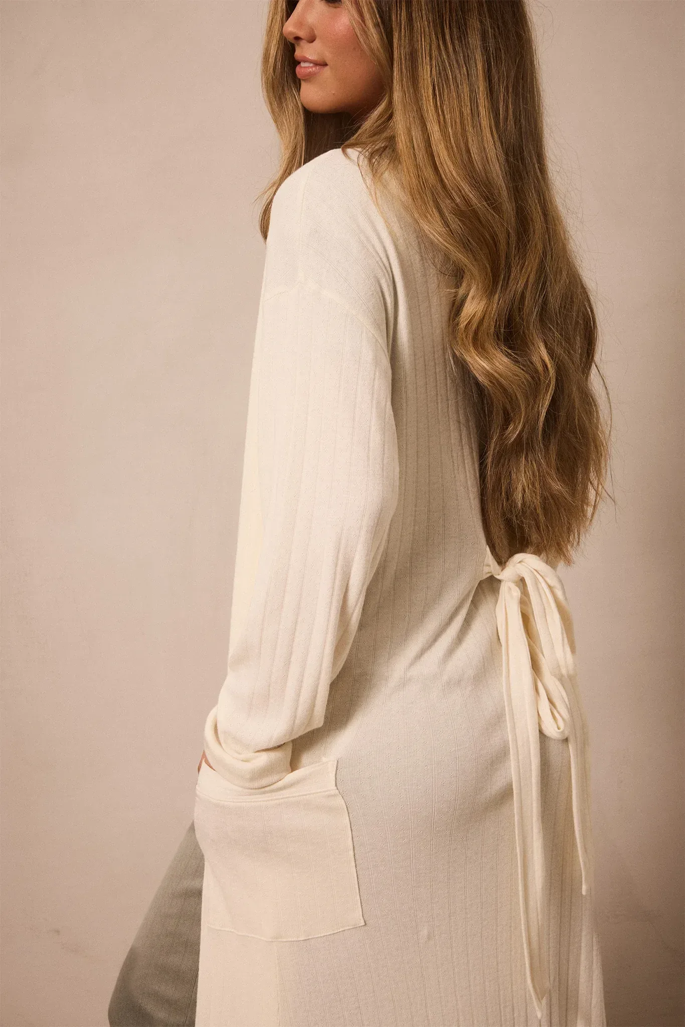 Cream Pointelle Robe