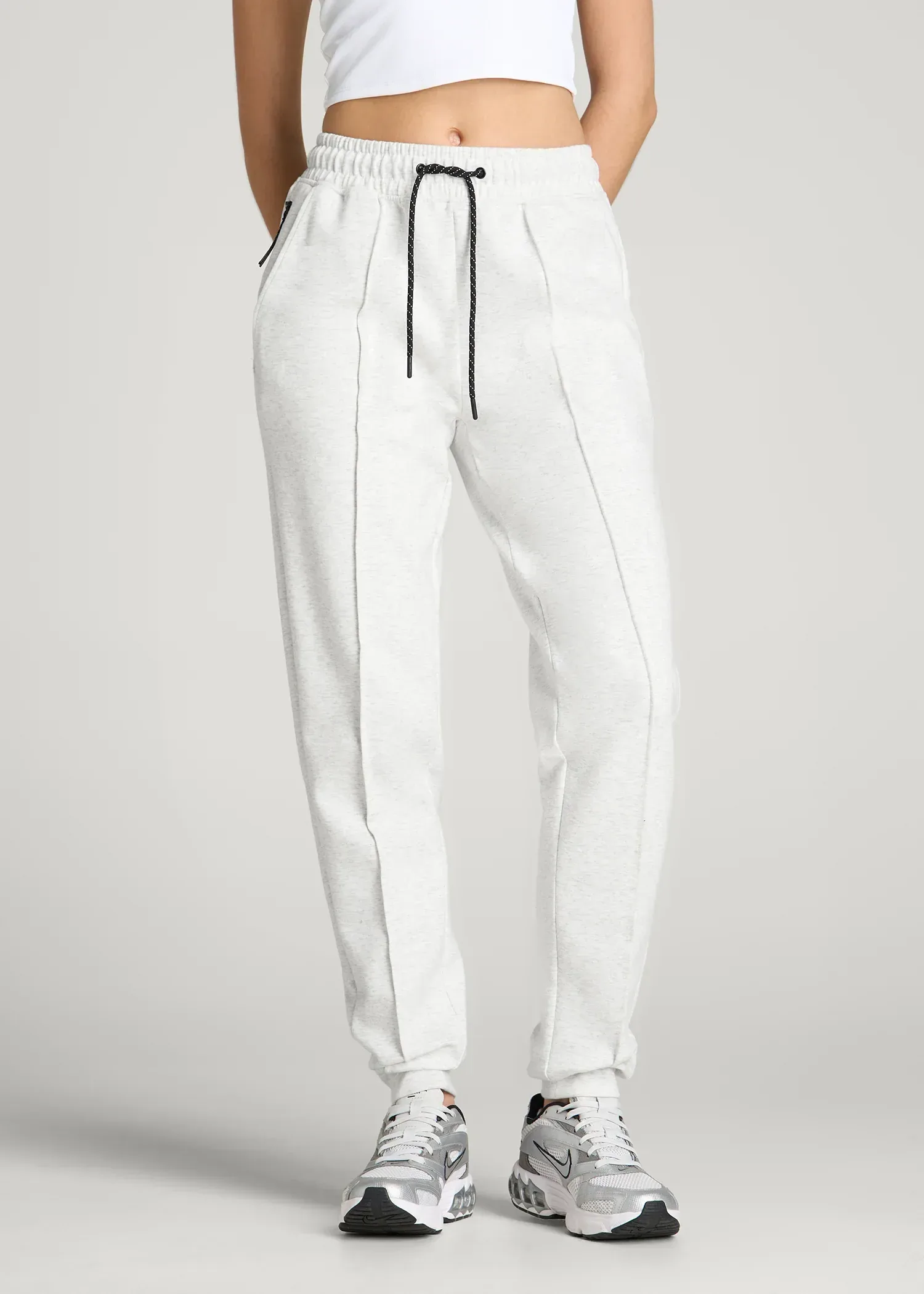 Tech Motion Pintuck Joggers for Tall Women in Heather Frost