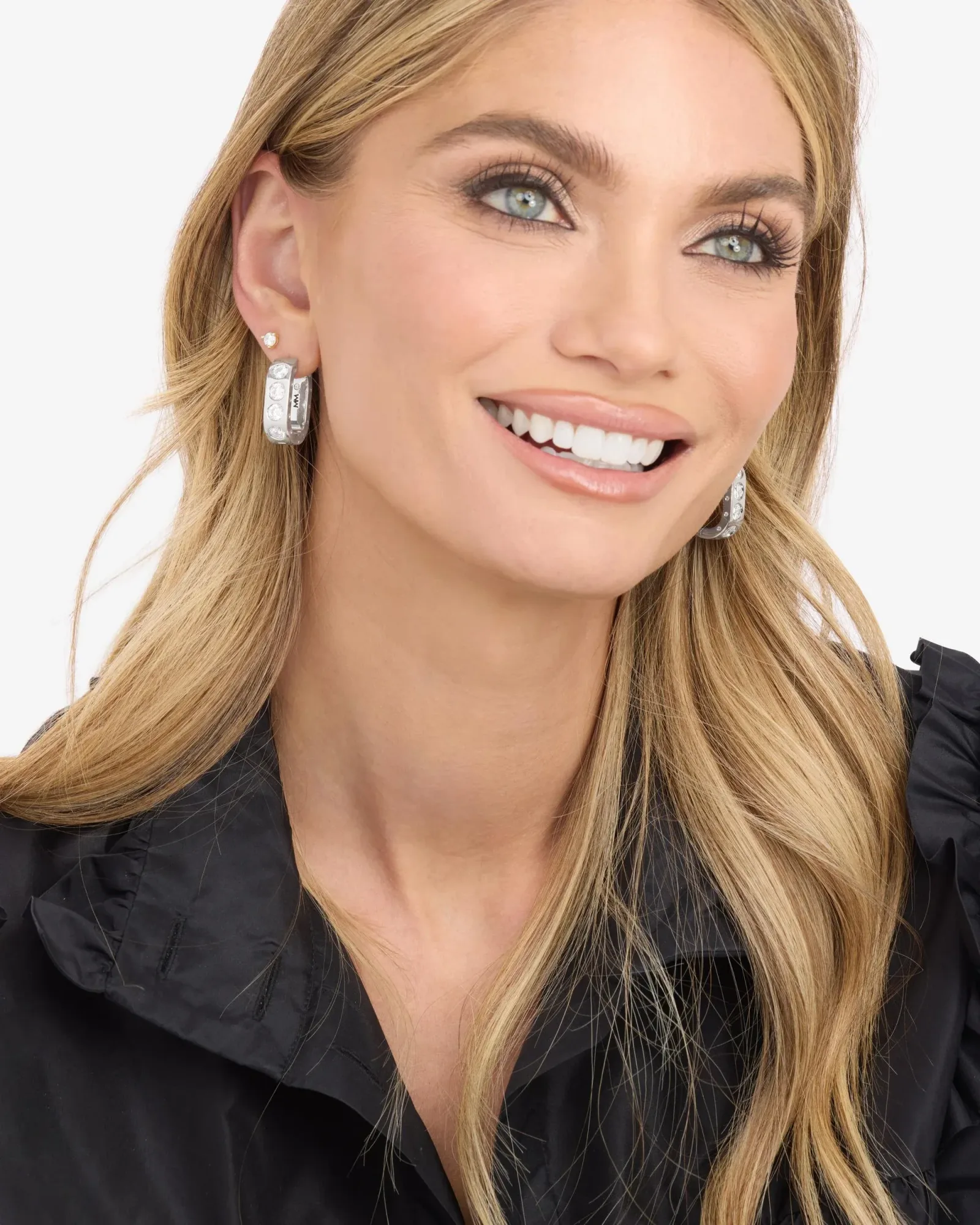 Ashley Rodeo Huggies – Silver|White Diamondettes